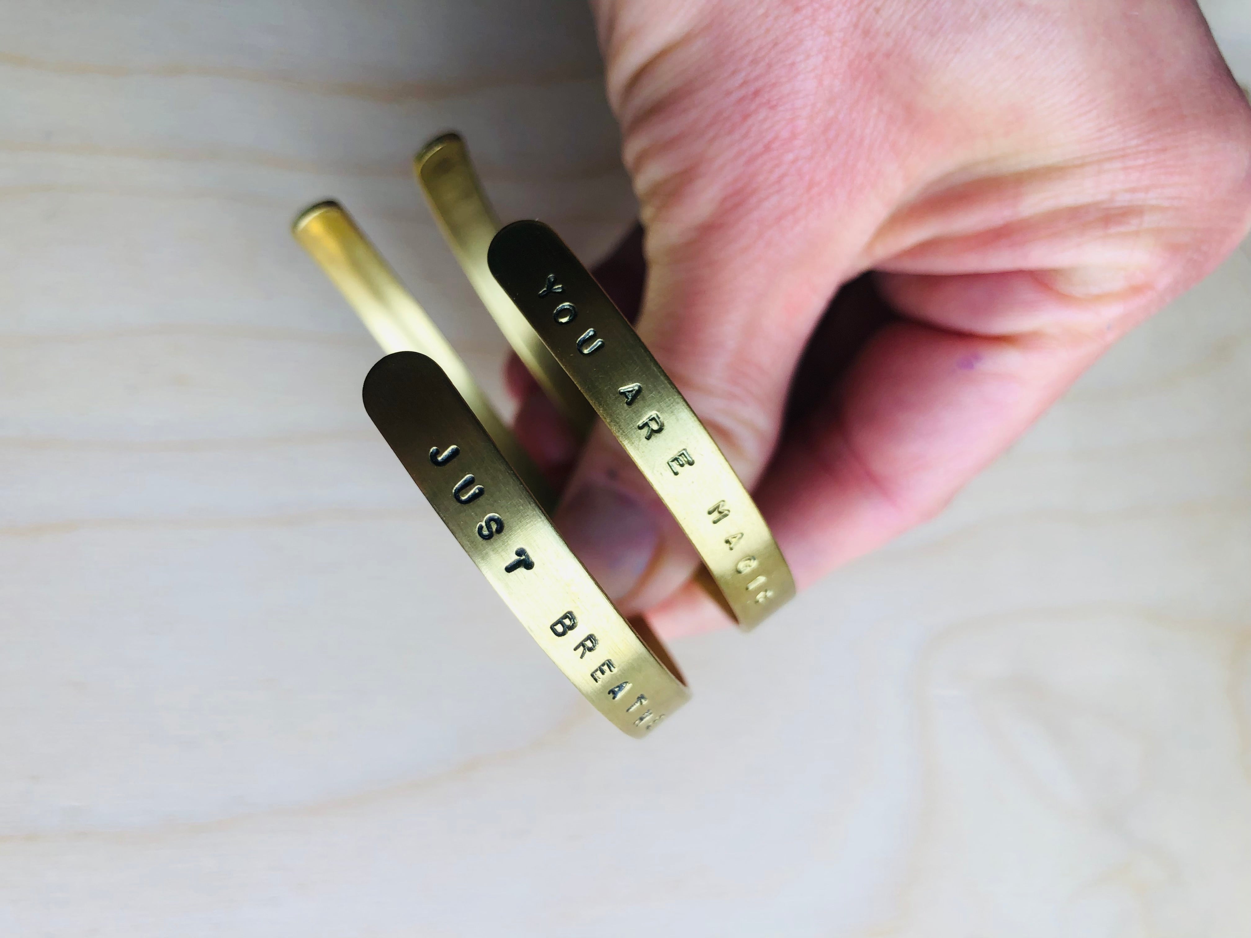 Hand stamped cuff bangle