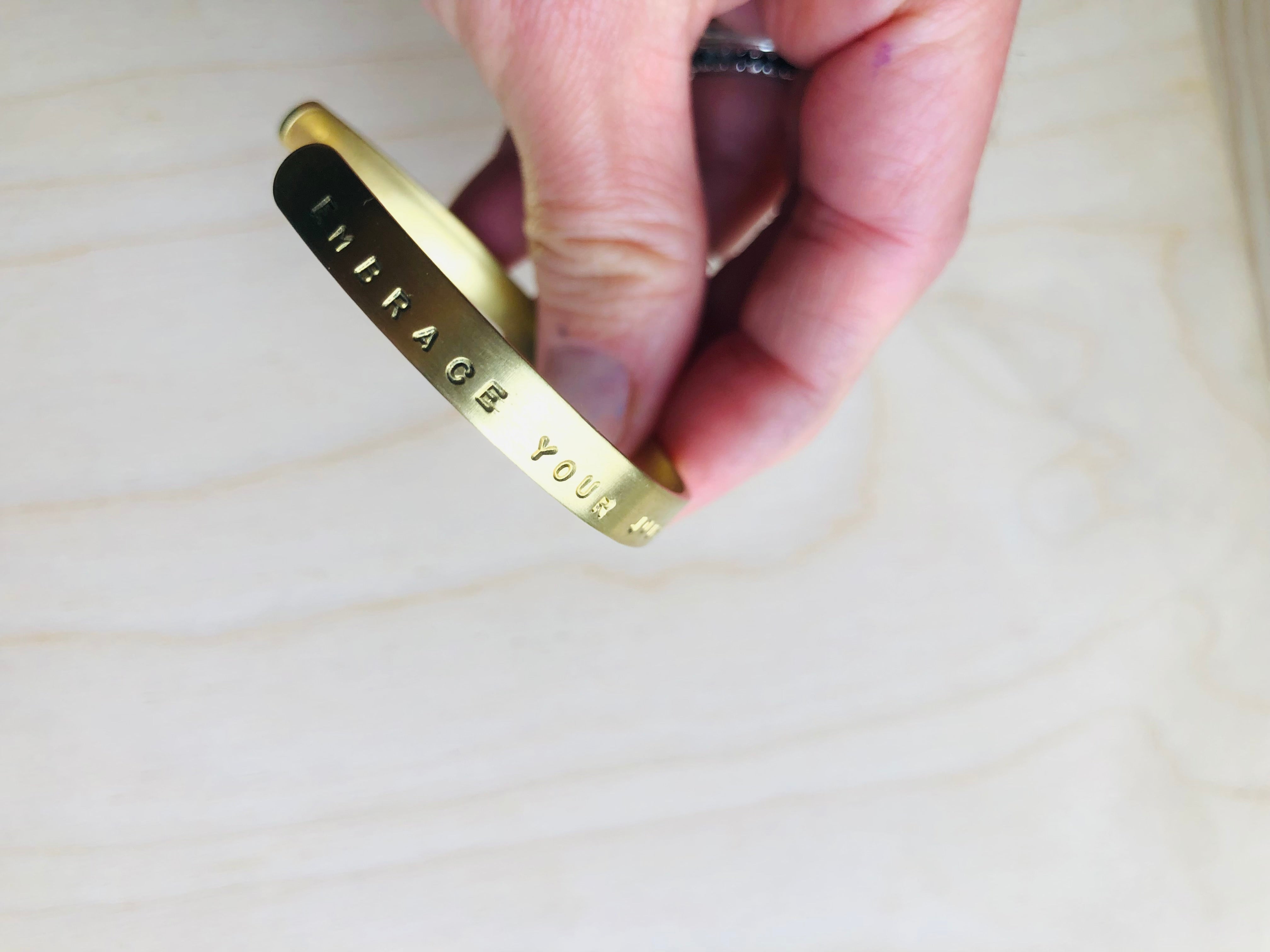 Hand stamped cuff bangle