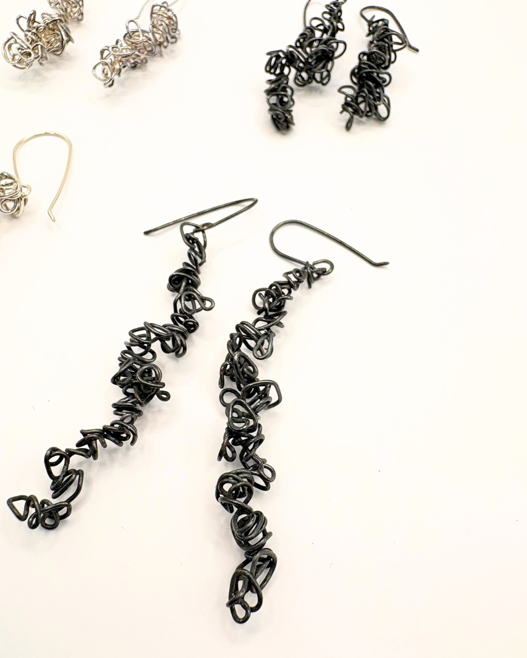 Cloud silver drop earrings