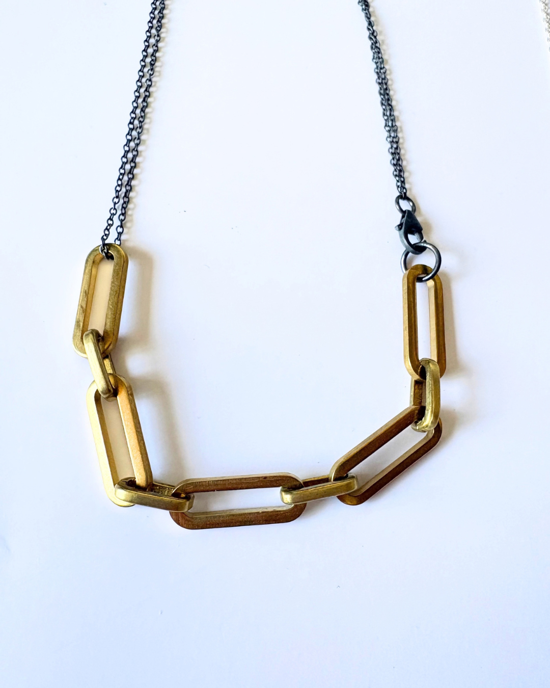 Silver and brass necklace