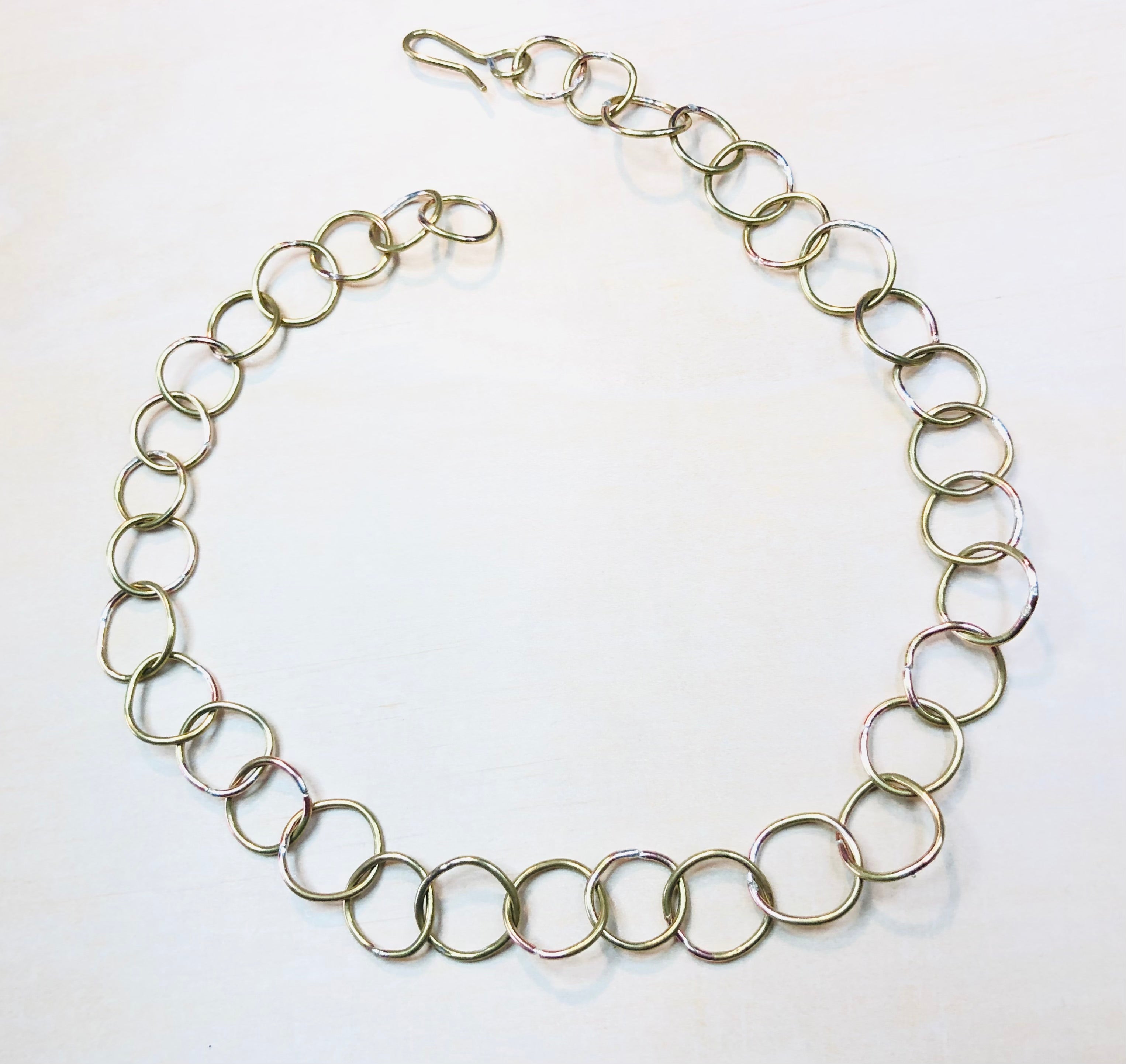 Brass circle links necklace