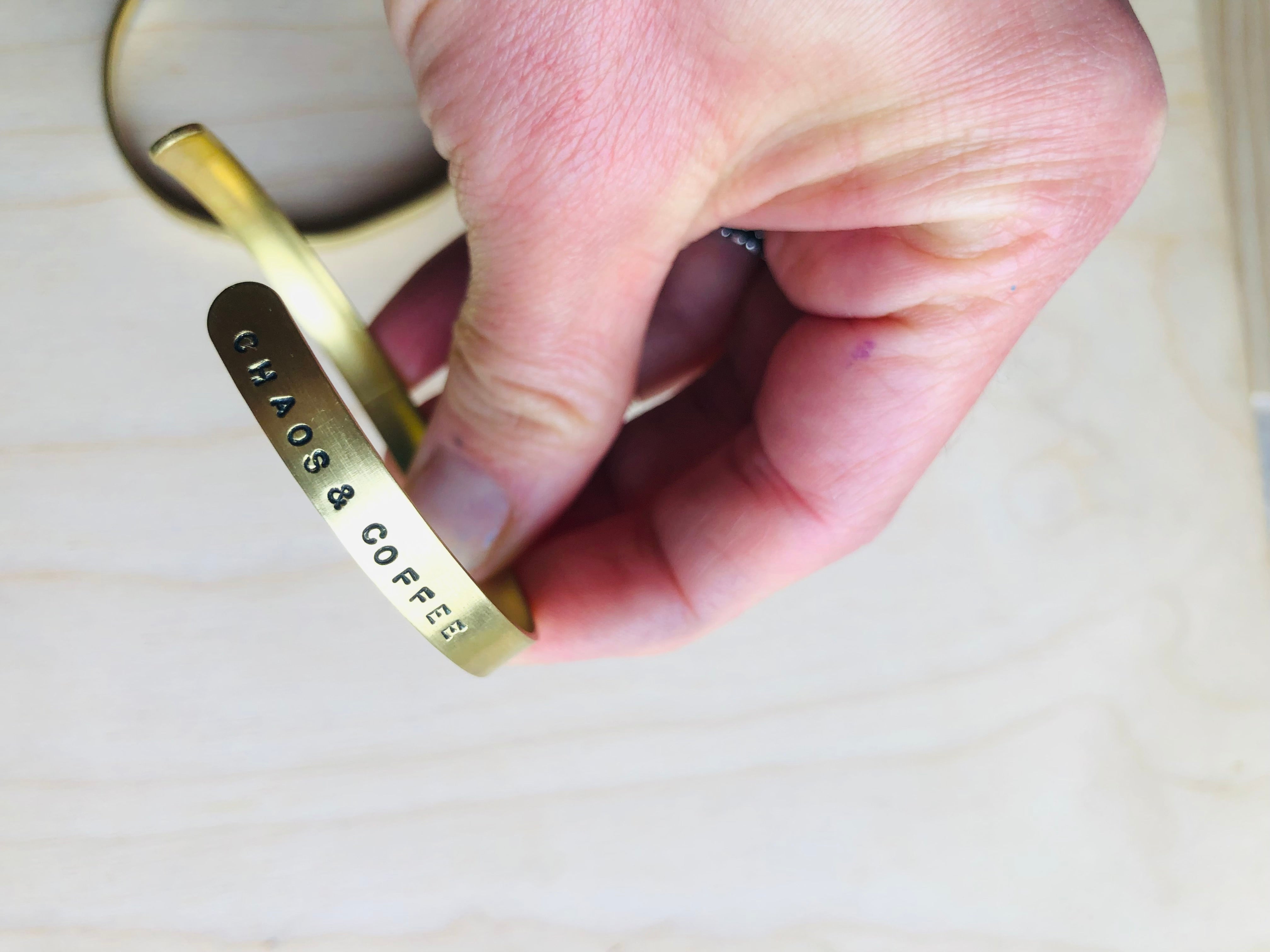 Hand stamped cuff bangle
