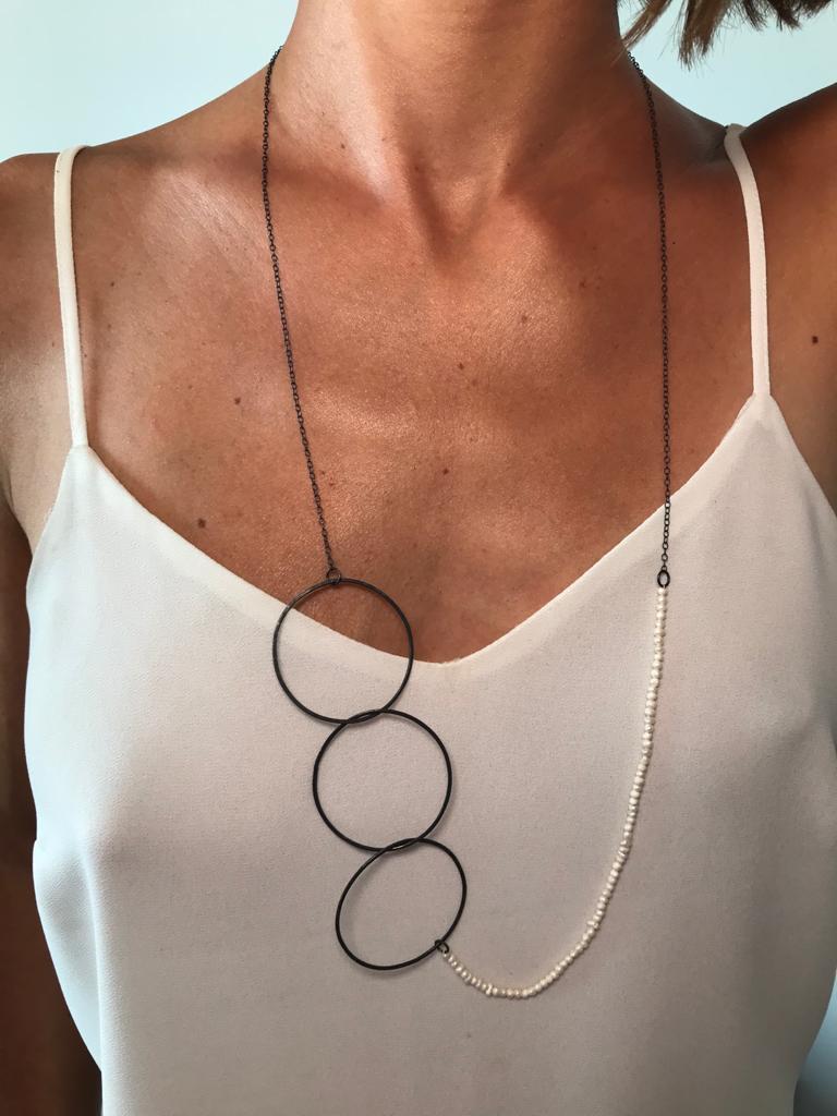 Silver Necklace with Freshwater Pearls