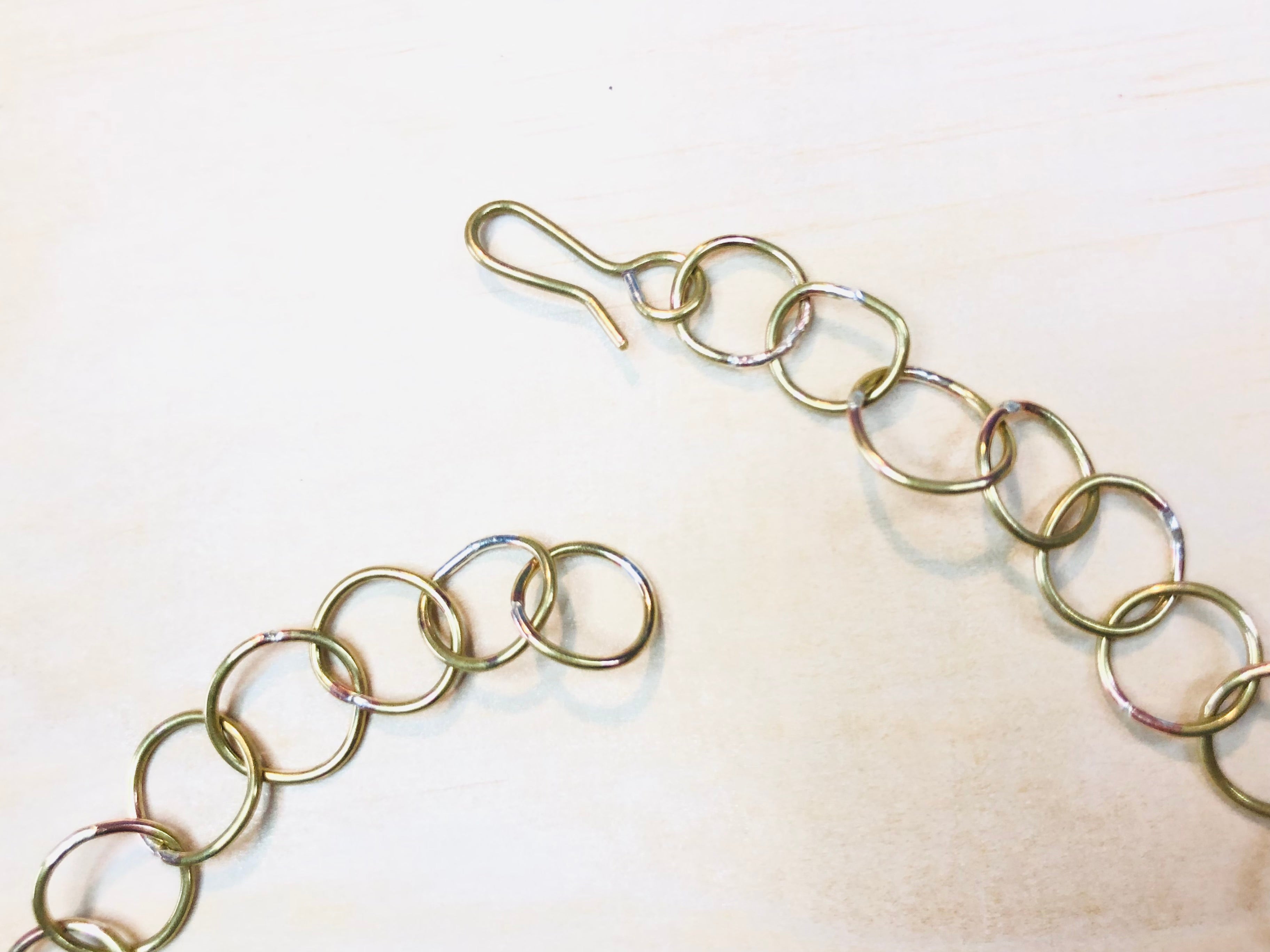 Brass circle links necklace