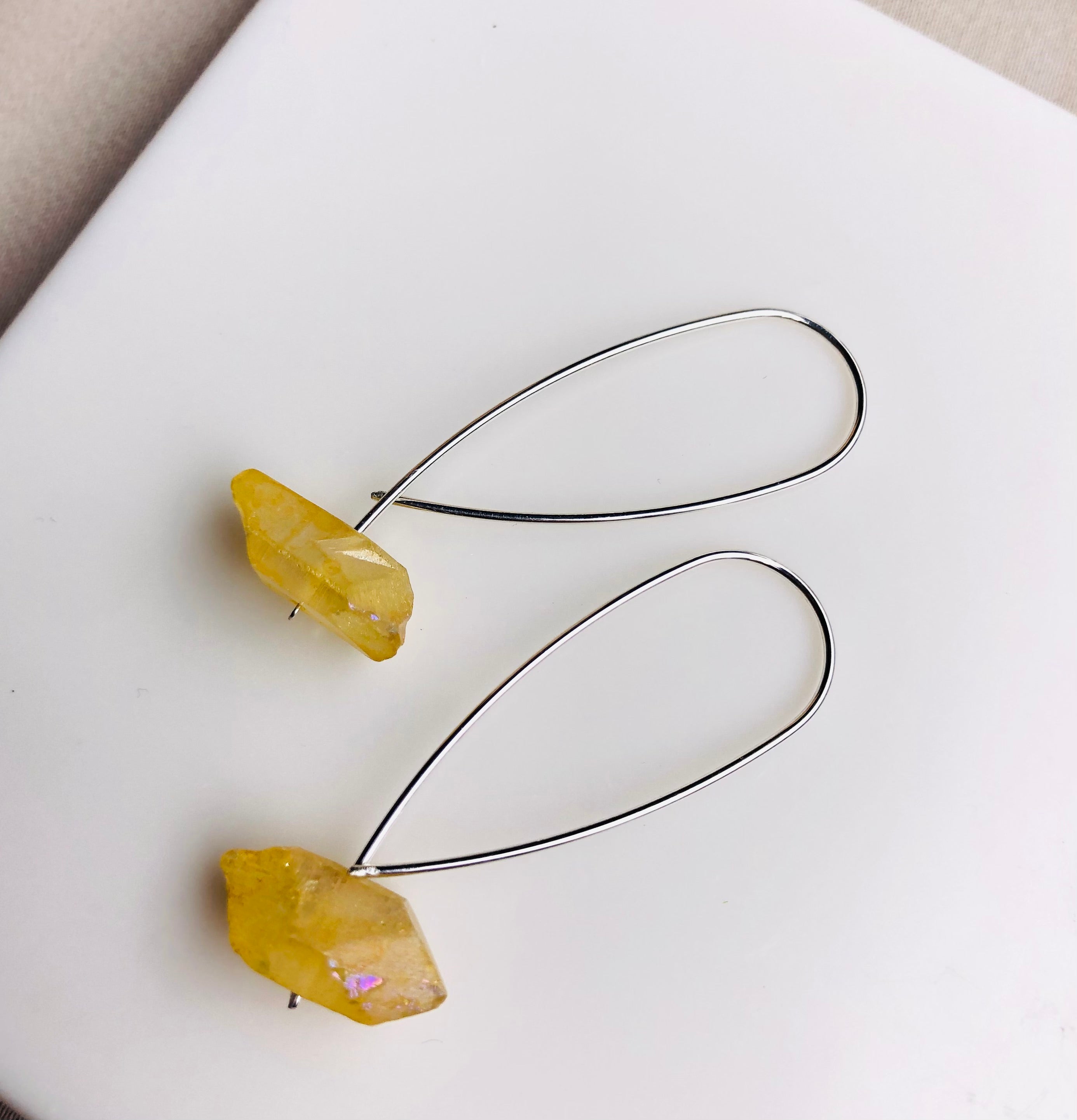 Raw Quartz Silver Ear Threaders