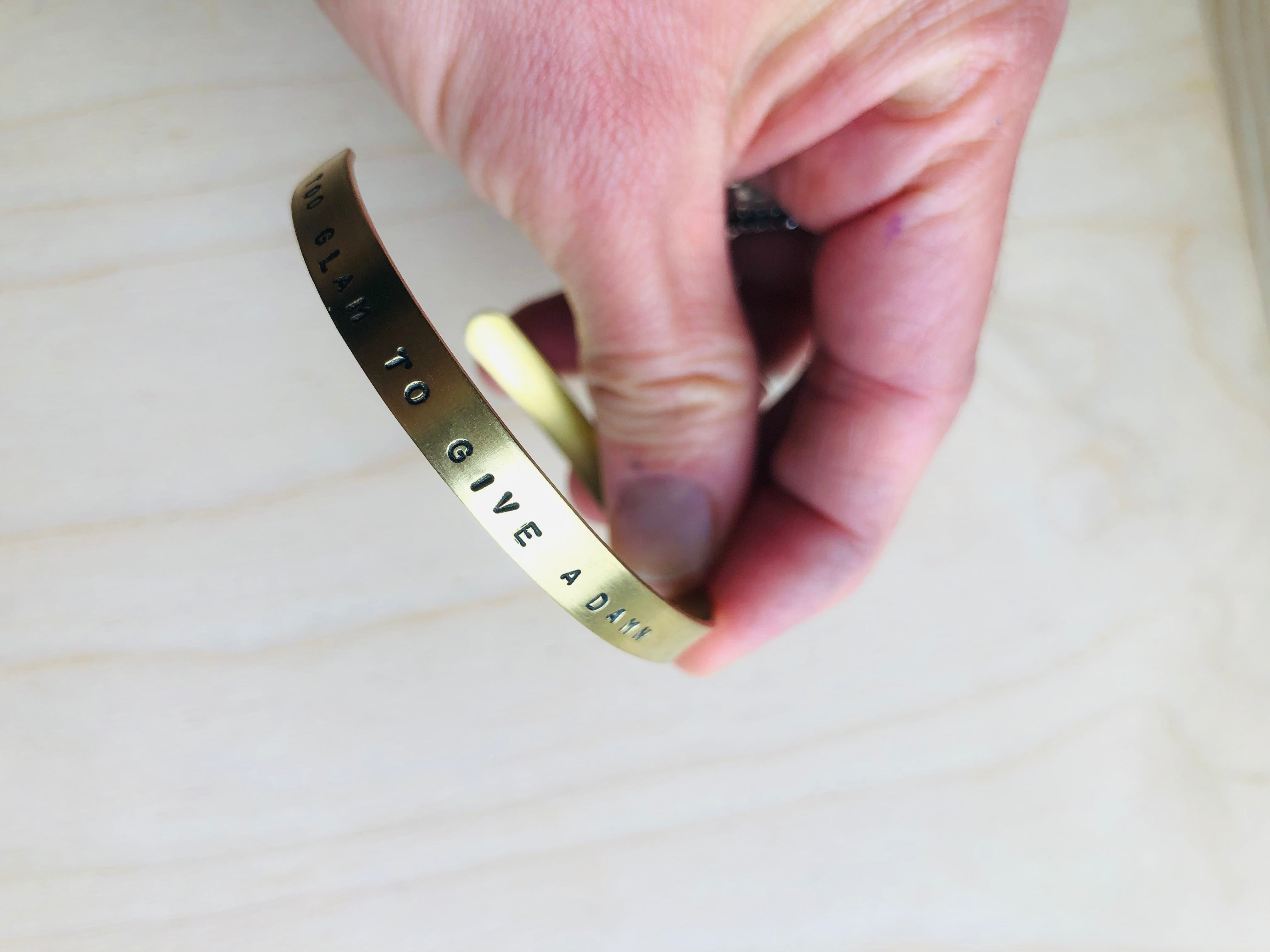 Hand stamped cuff bangle