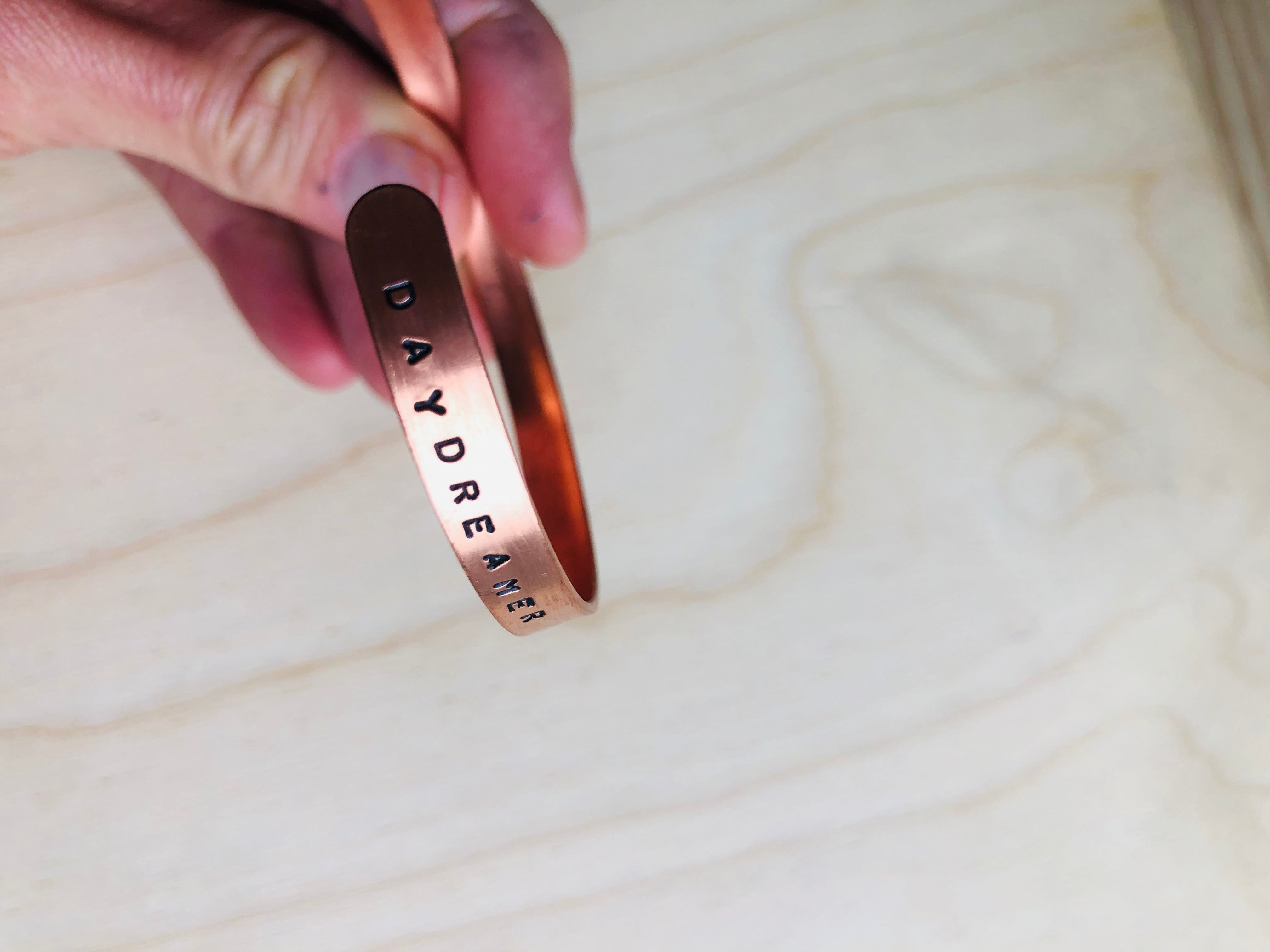 Hand stamped cuff bangle