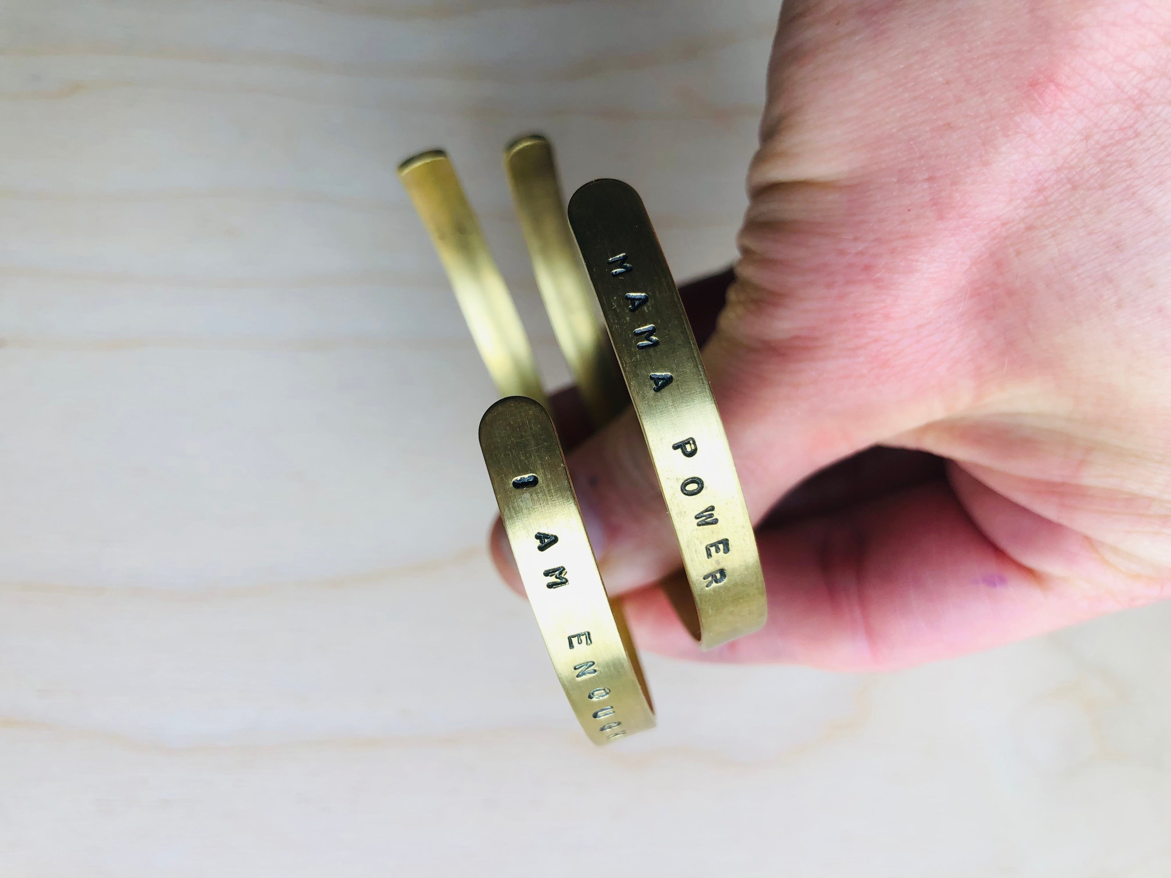 Hand stamped cuff bangle