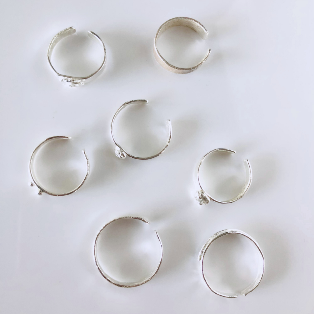 Adjustable Textured Silver Rings – Limited Edition