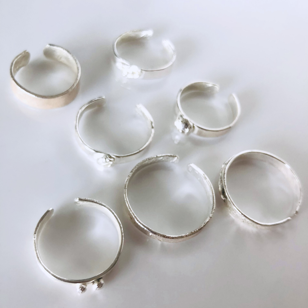Adjustable Textured Silver Rings – Limited Edition
