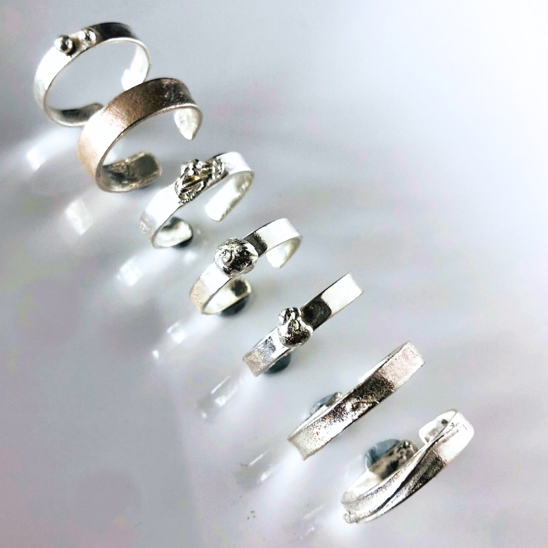 Adjustable Textured Silver Rings – Limited Edition