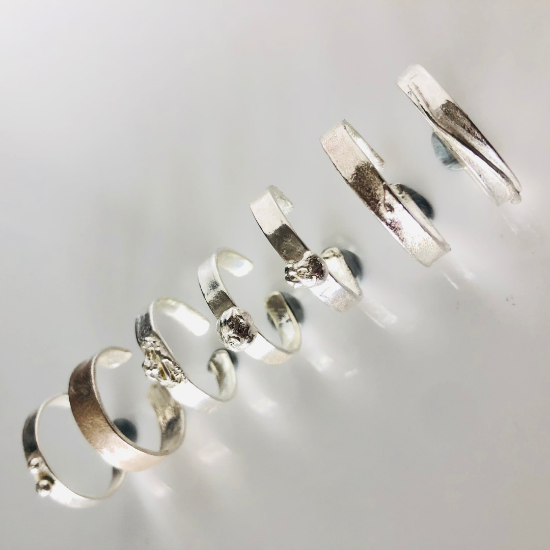 Adjustable Textured Silver Rings – Limited Edition