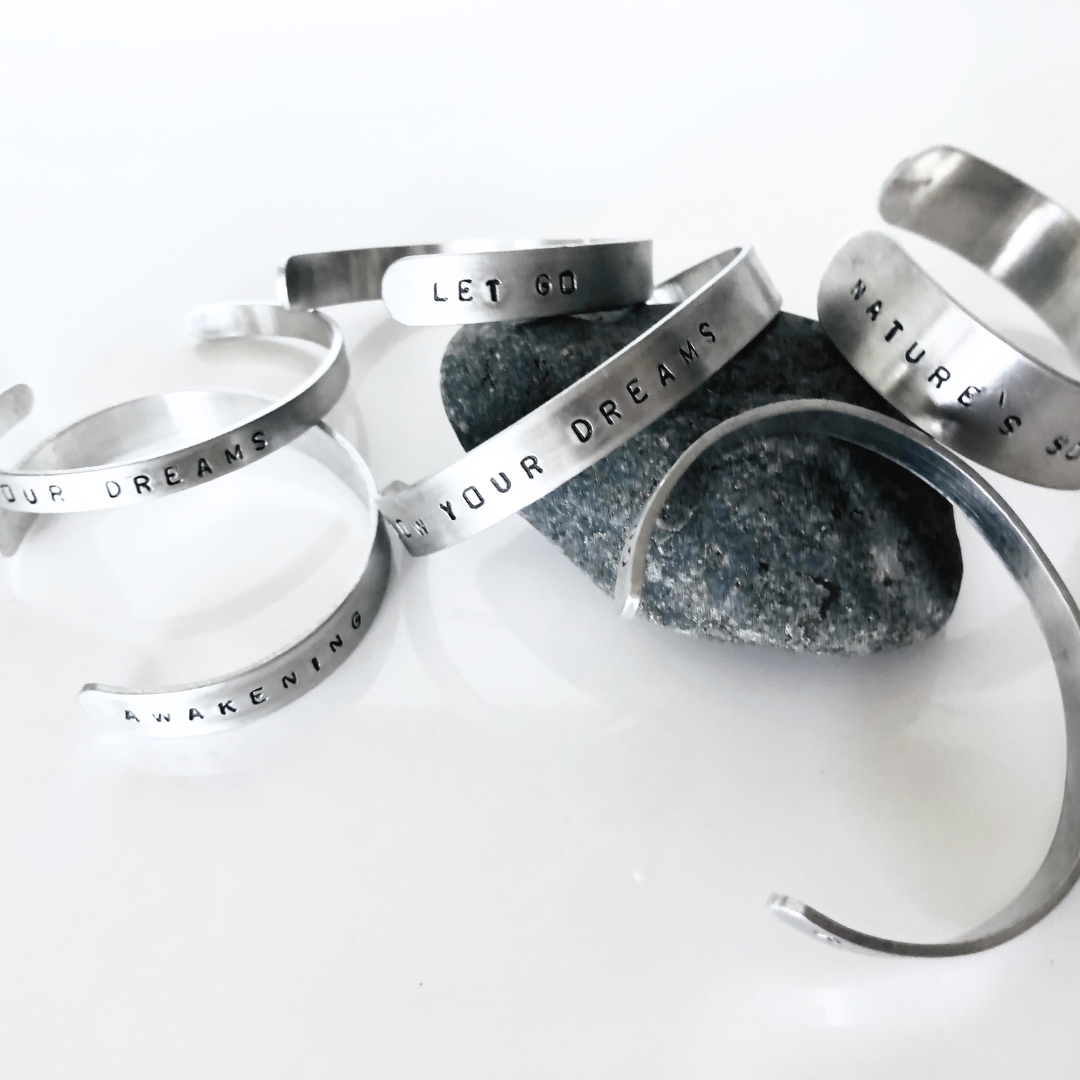 Aluminium Bangles with Inspirational Quote