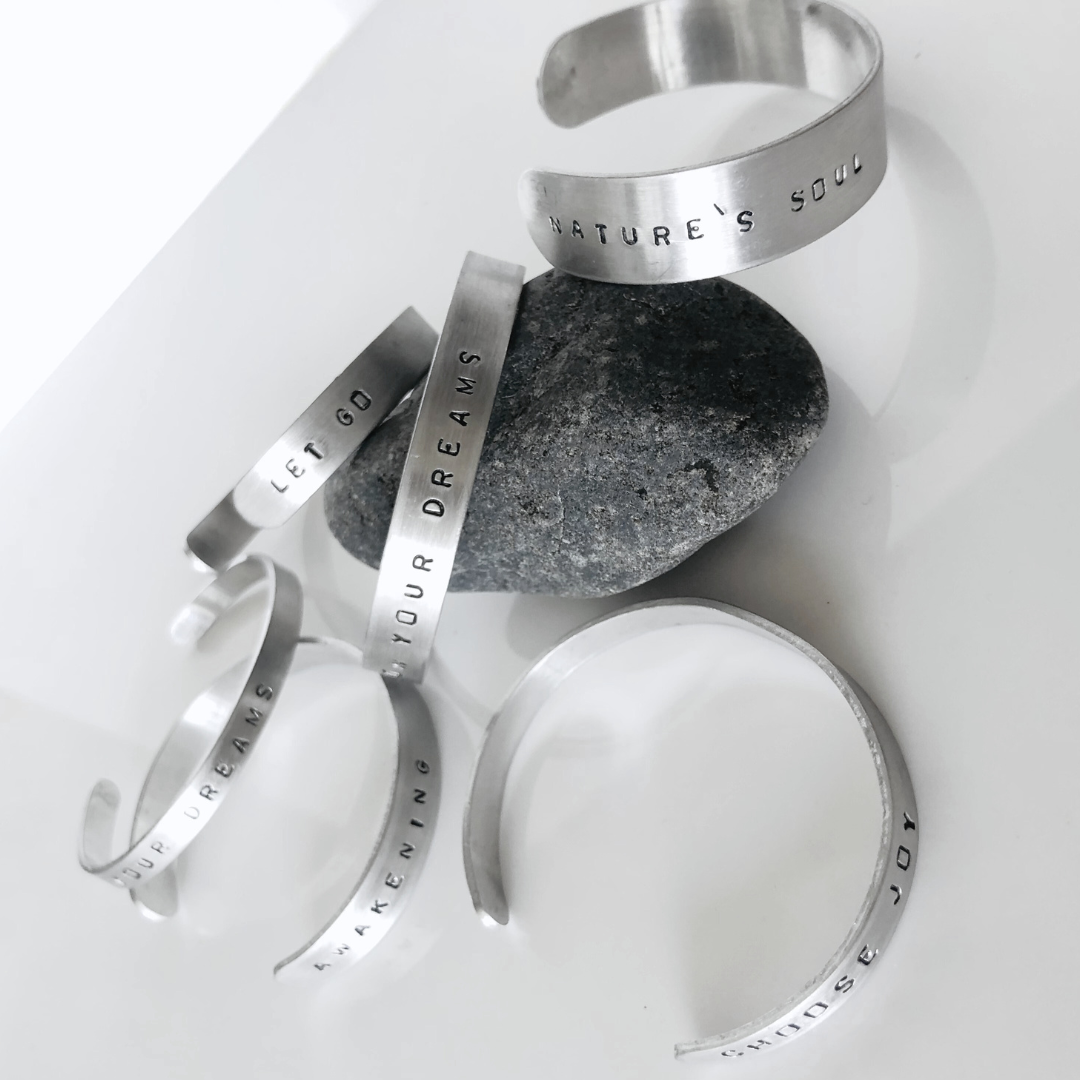 Aluminium Bangles with Inspirational Quote