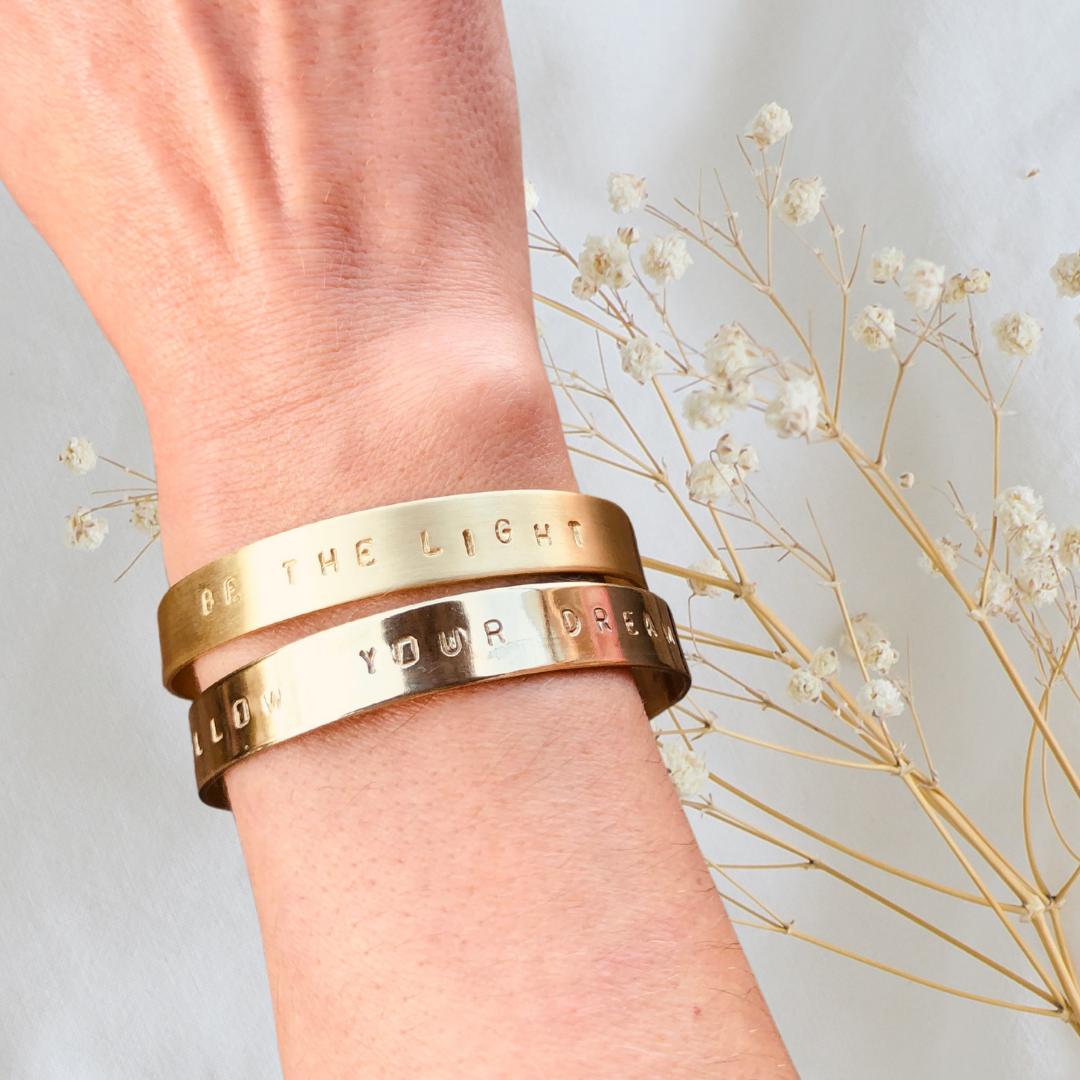 Brass and Copper Bangles with Inspirational Quotes