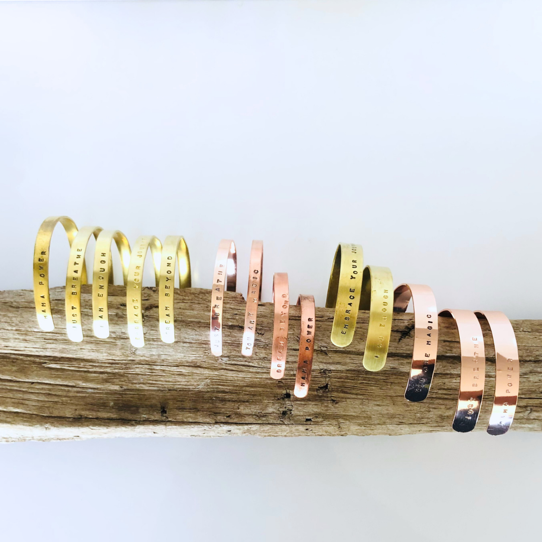 Brass and Copper Bangles with Inspirational Quotes