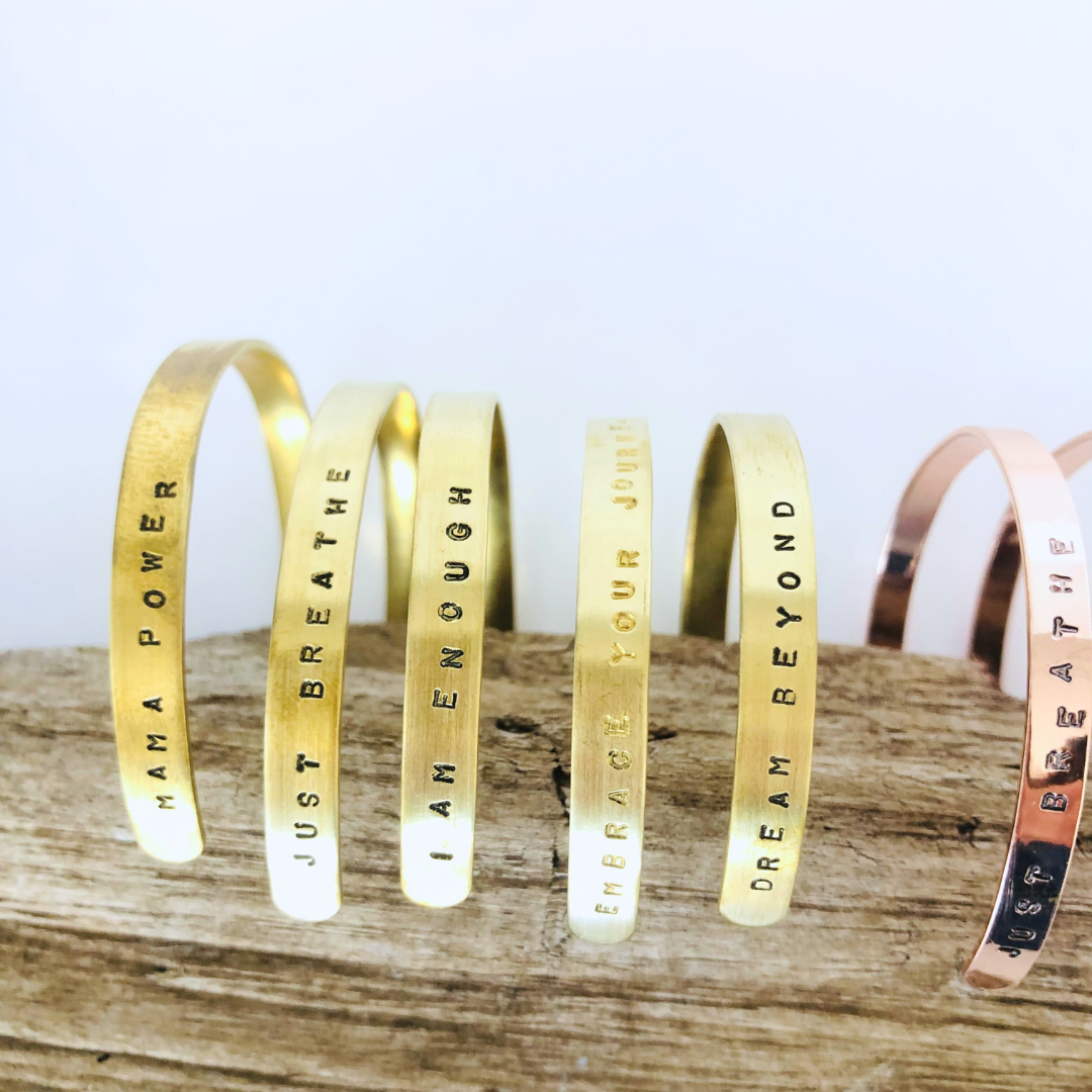 Brass and Copper Bangles with Inspirational Quotes