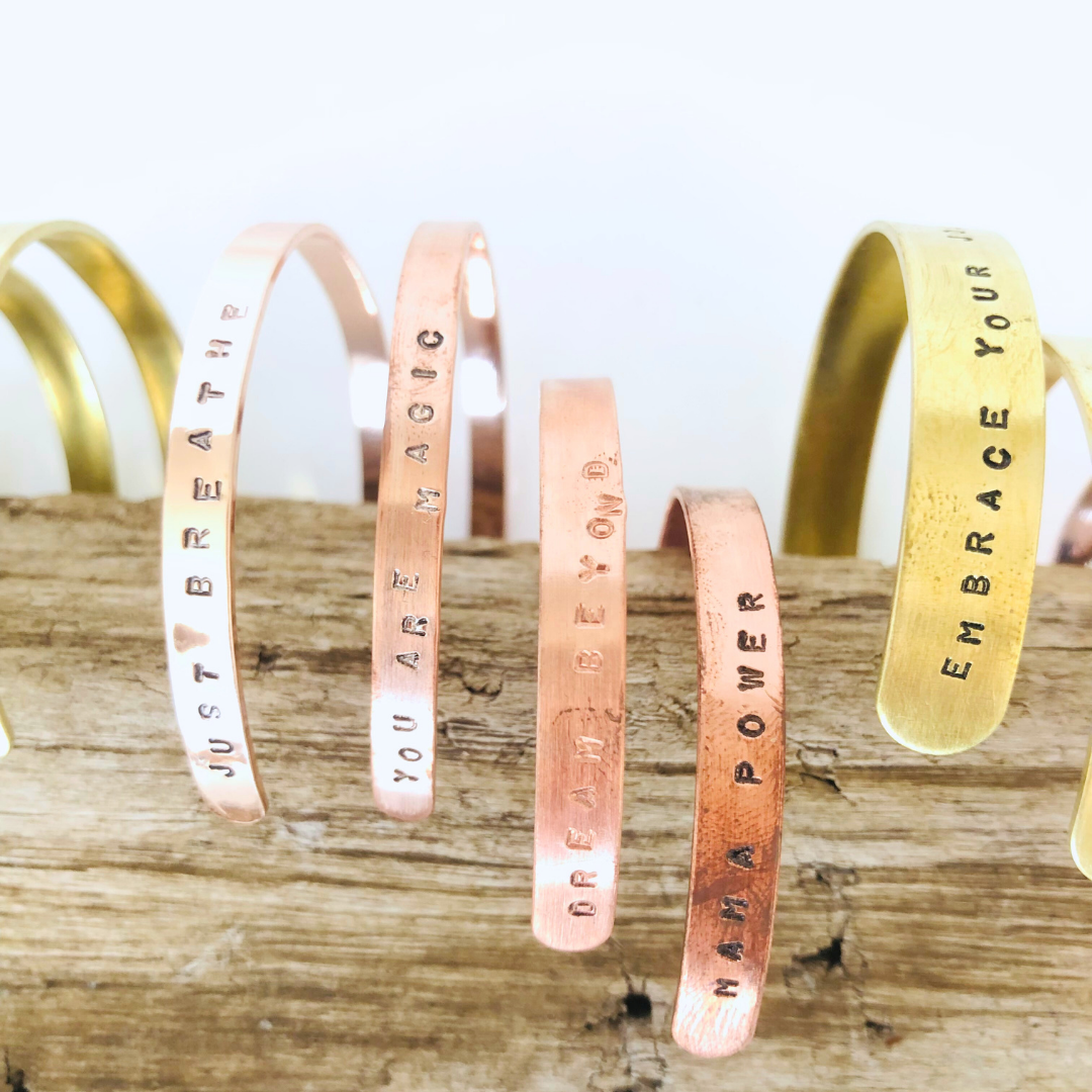 Brass and Copper Bangles with Inspirational Quotes