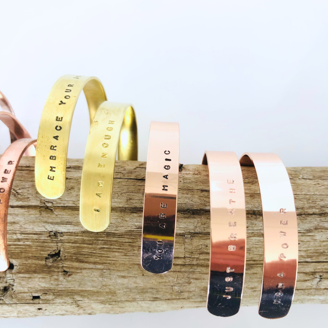 Brass and Copper Bangles with Inspirational Quotes