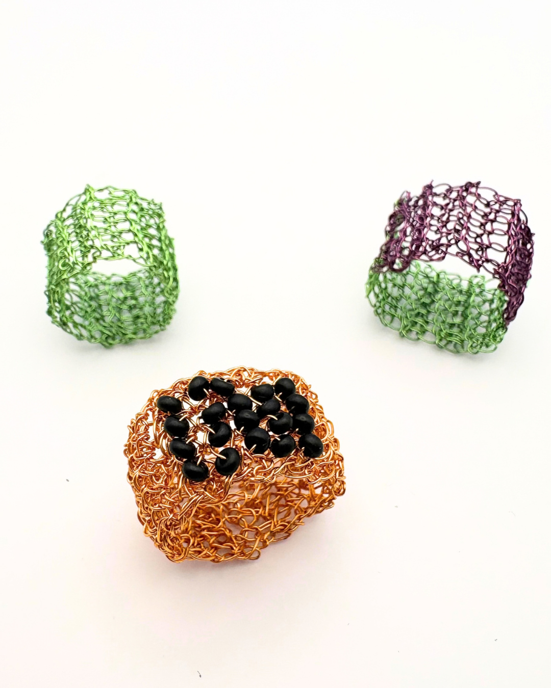 Crocheted wire rings