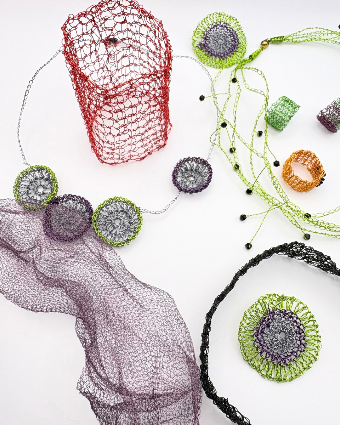 Crocheted wire jewellery