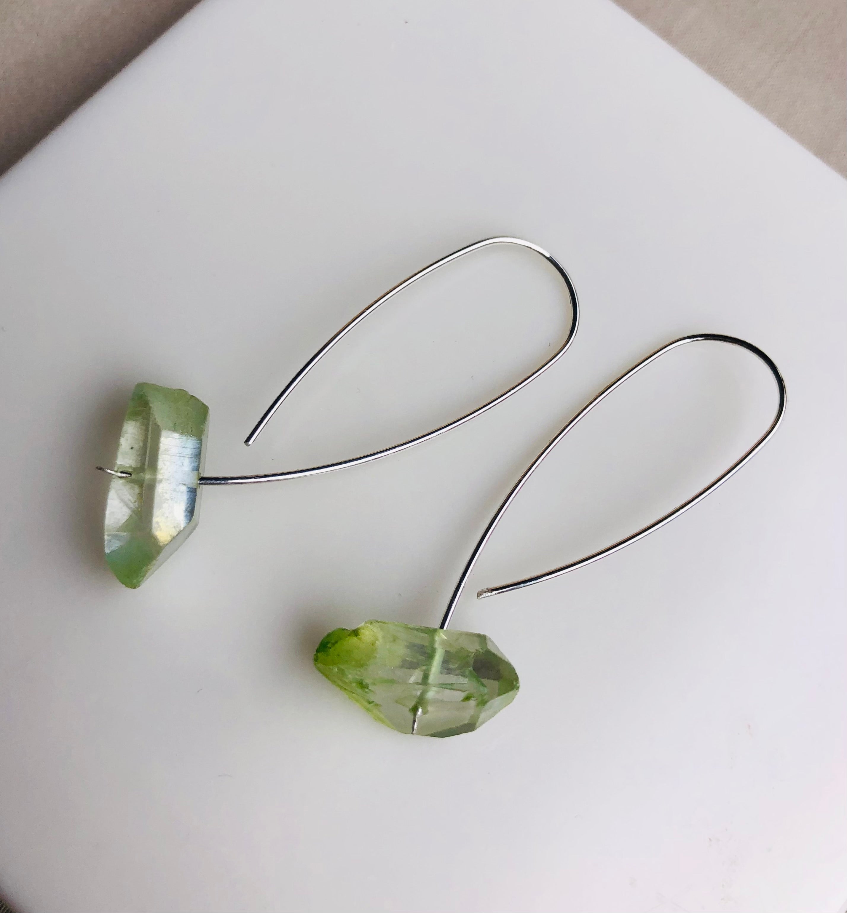 Raw Quartz Silver Ear Threaders