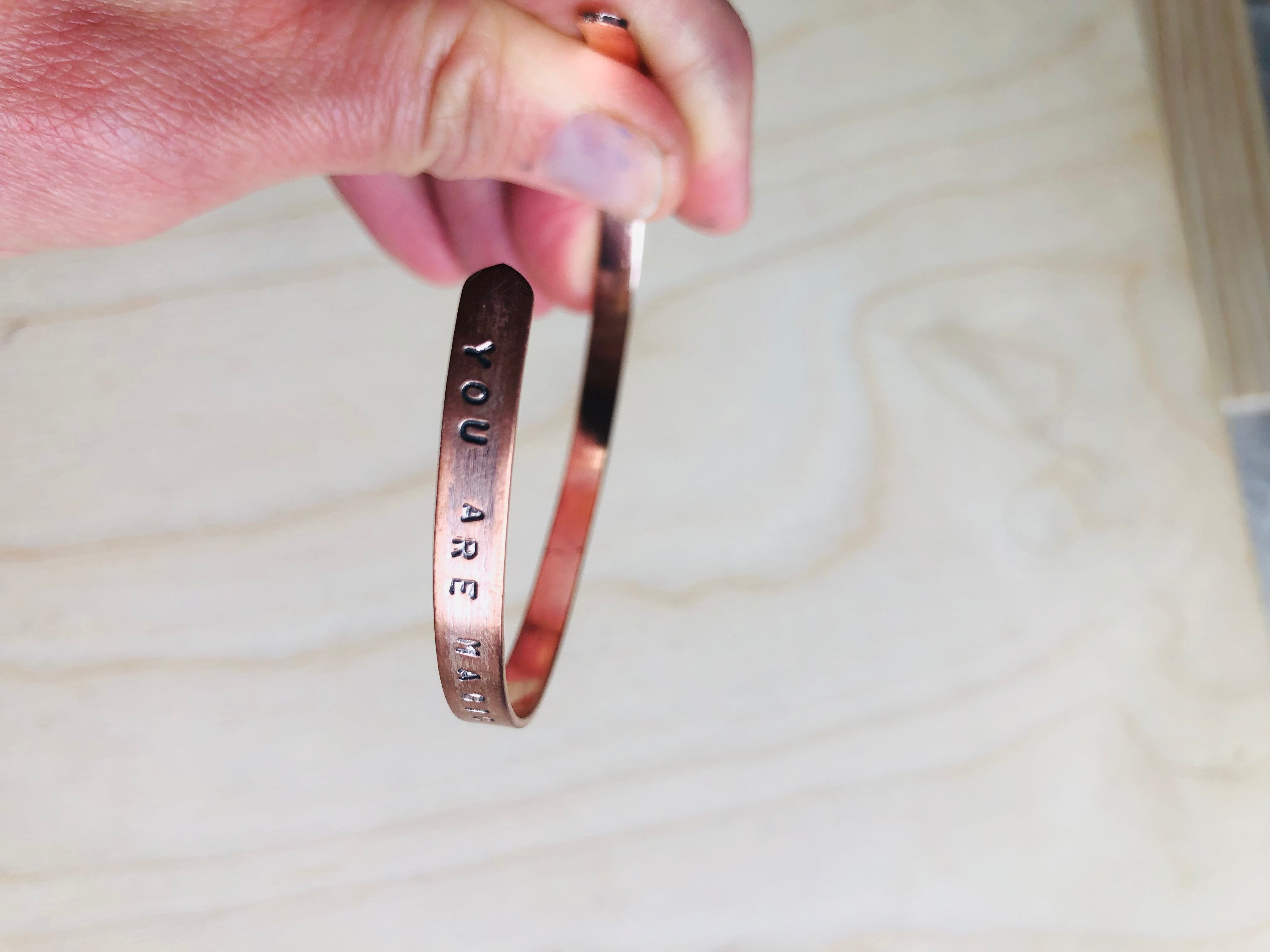 Hand stamped cuff bangle