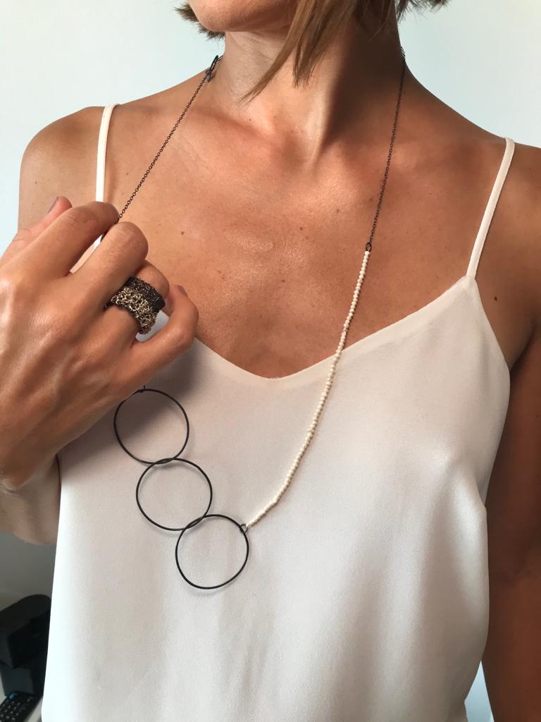 Silver Necklace with Freshwater Pearls