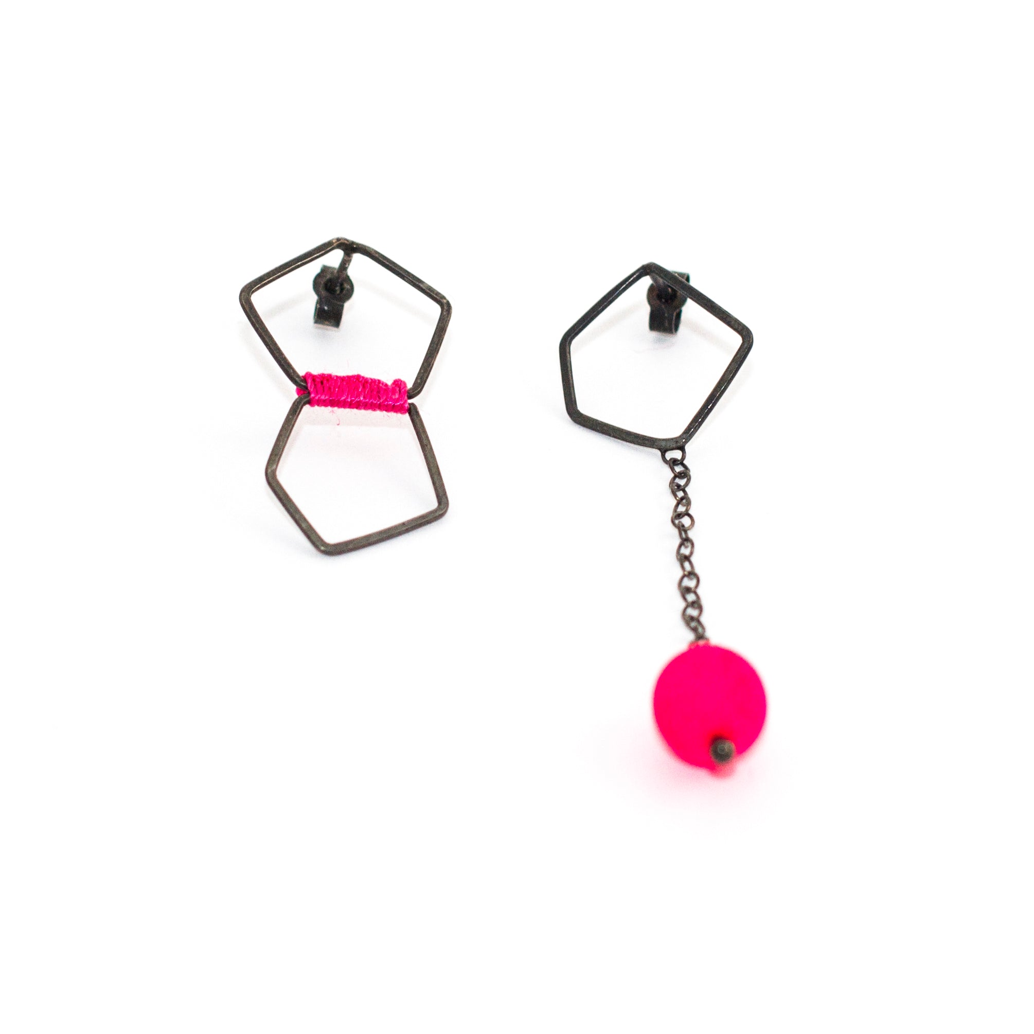 Mismatched Silver Statement Drop Earrings