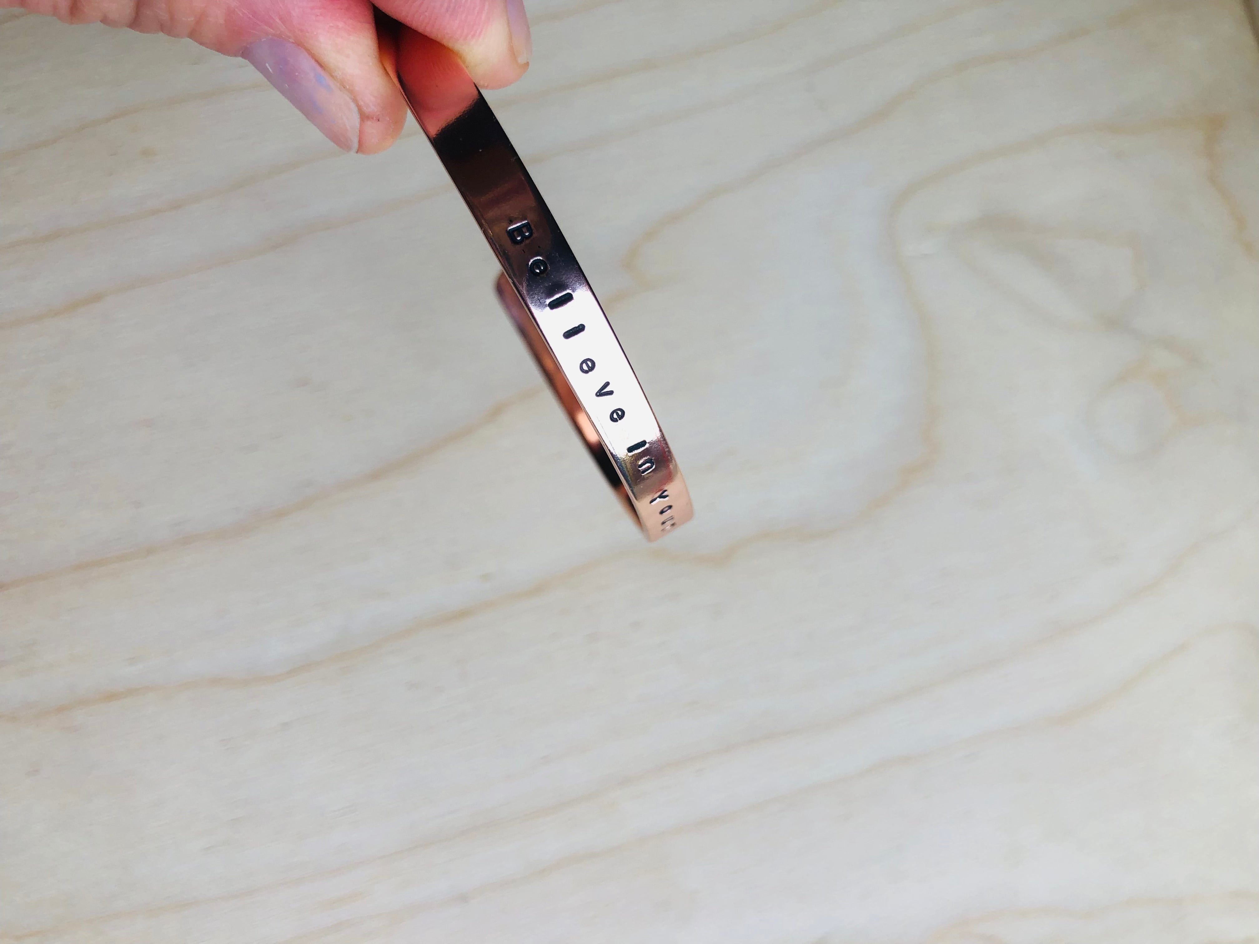 Hand stamped cuff bangle