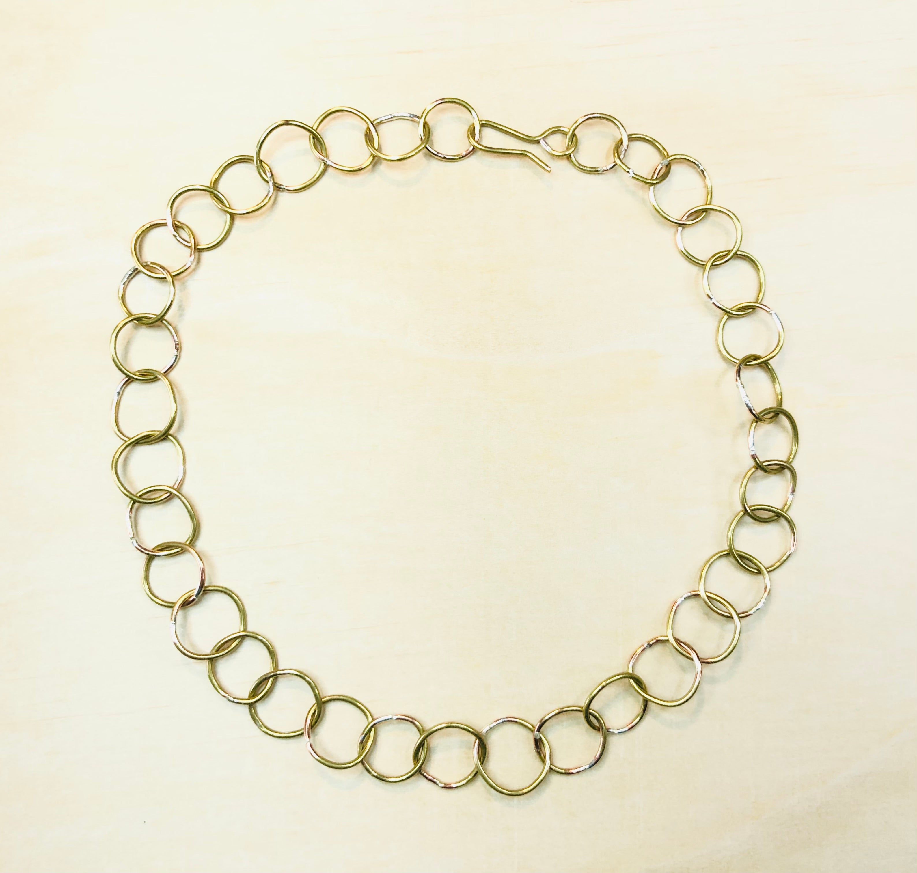Brass circle links necklace
