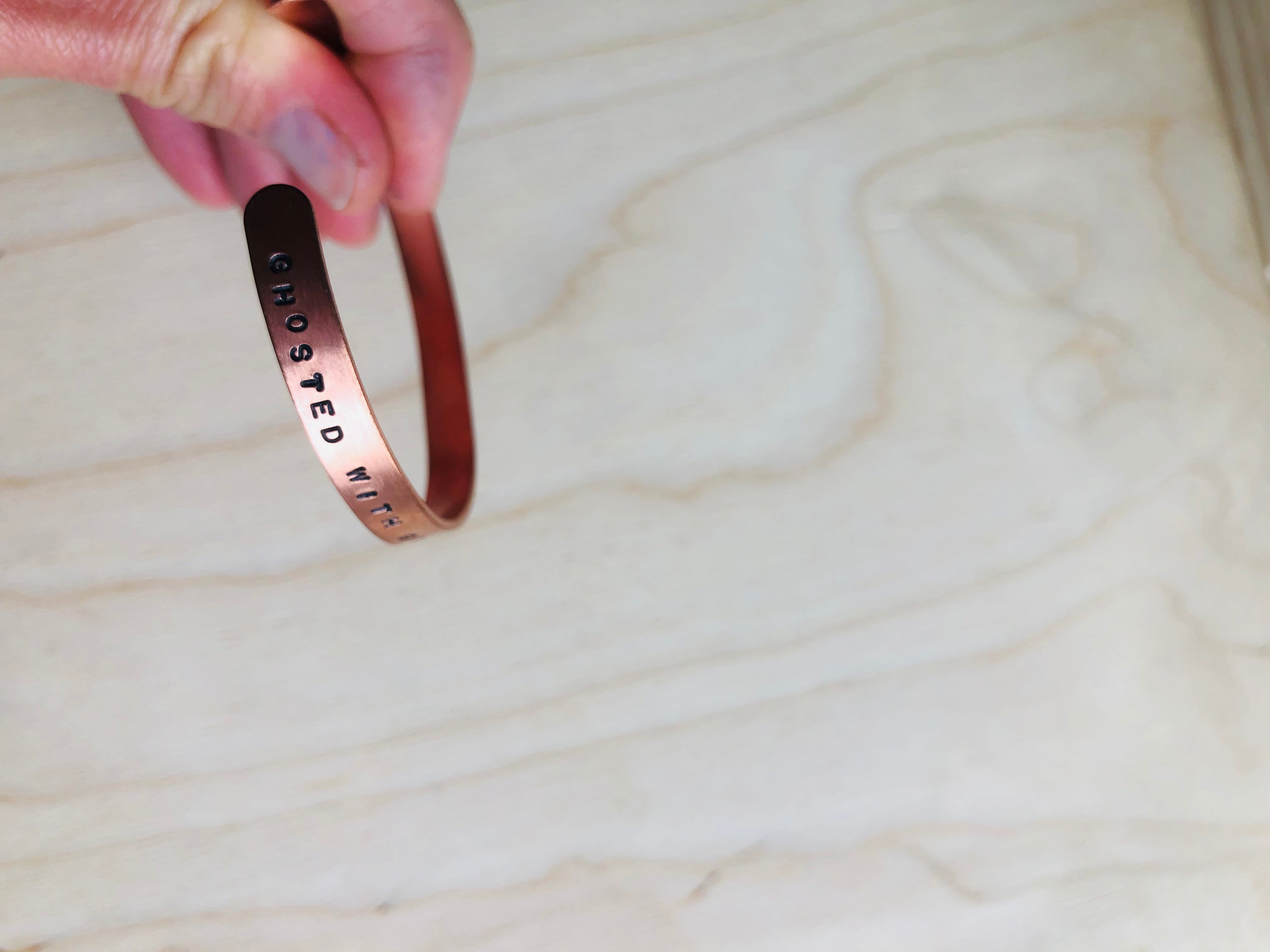 Hand stamped cuff bangle