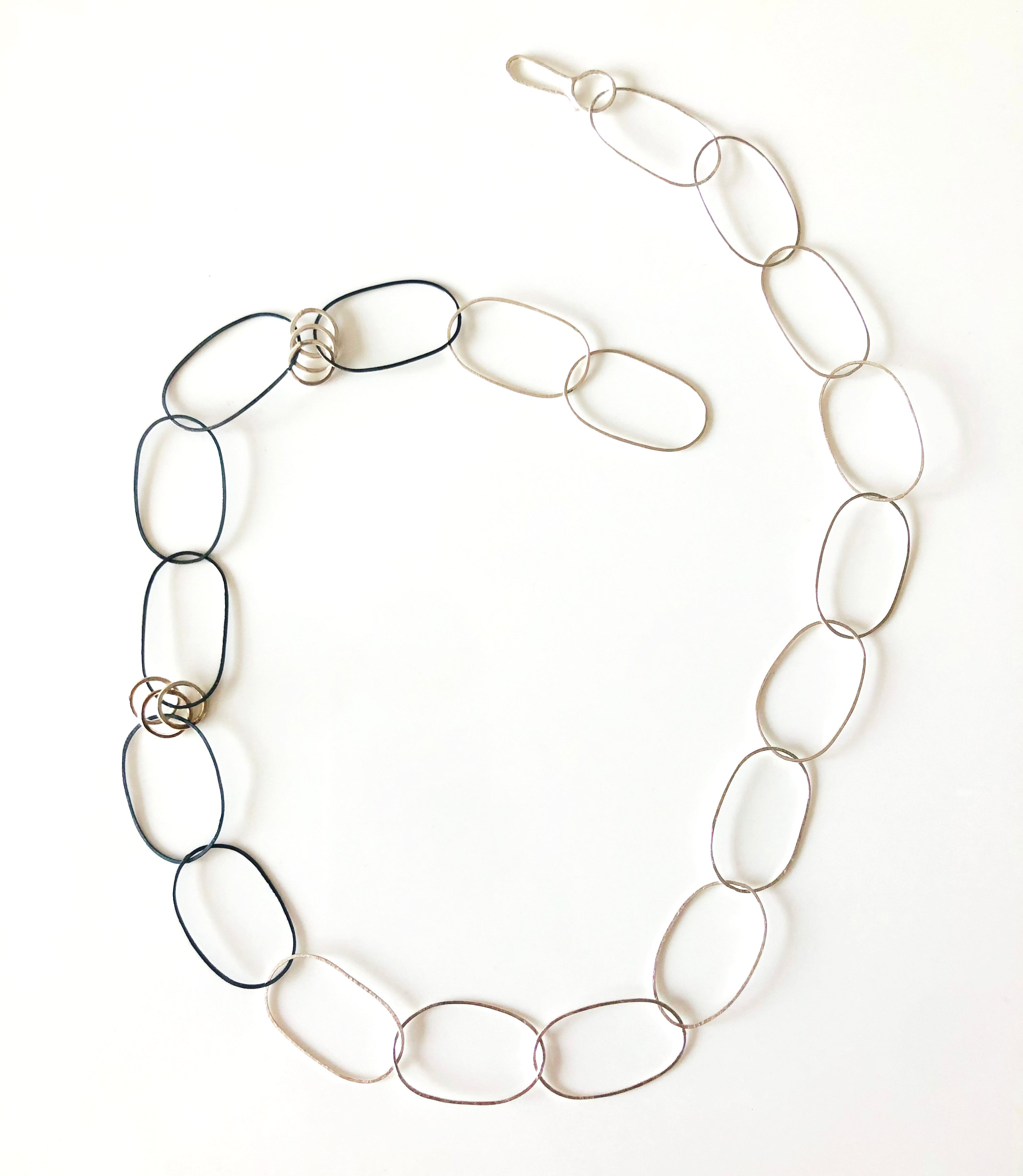 Handcrafted Silver Link Necklace – Partially Oxidised