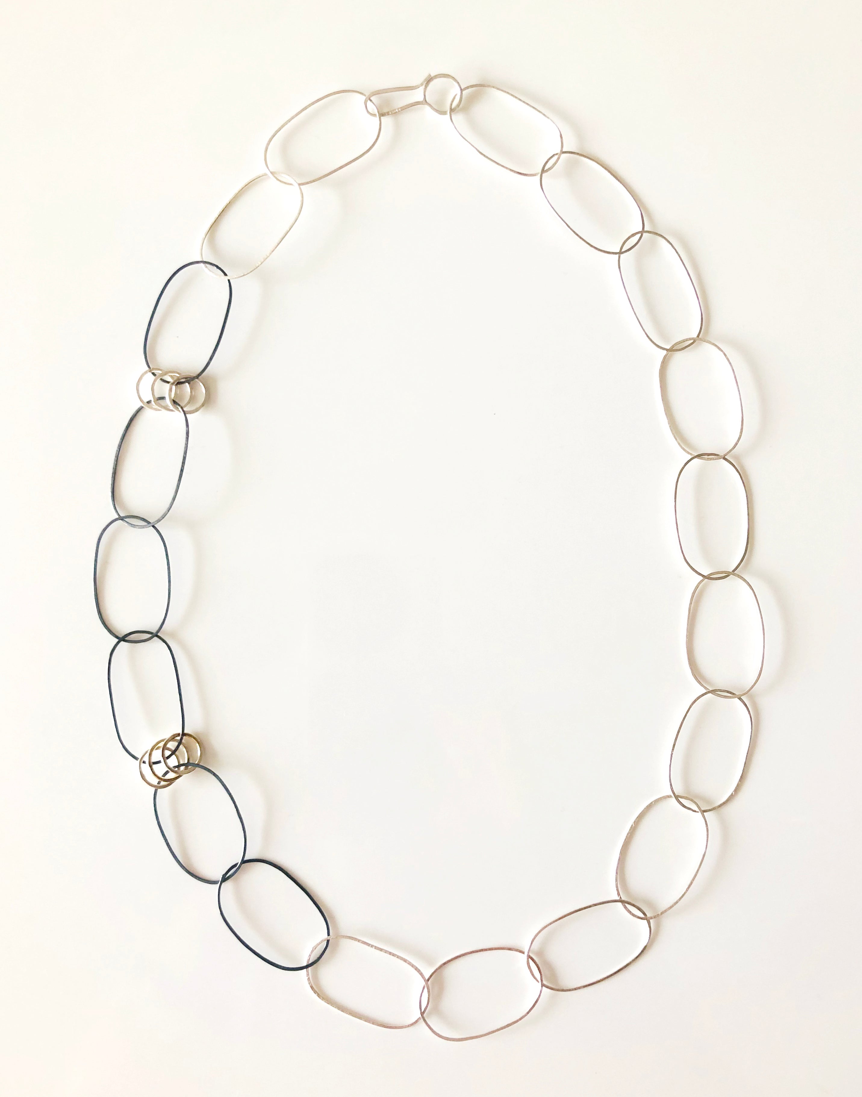 Handcrafted Silver Link Necklace – Partially Oxidised
