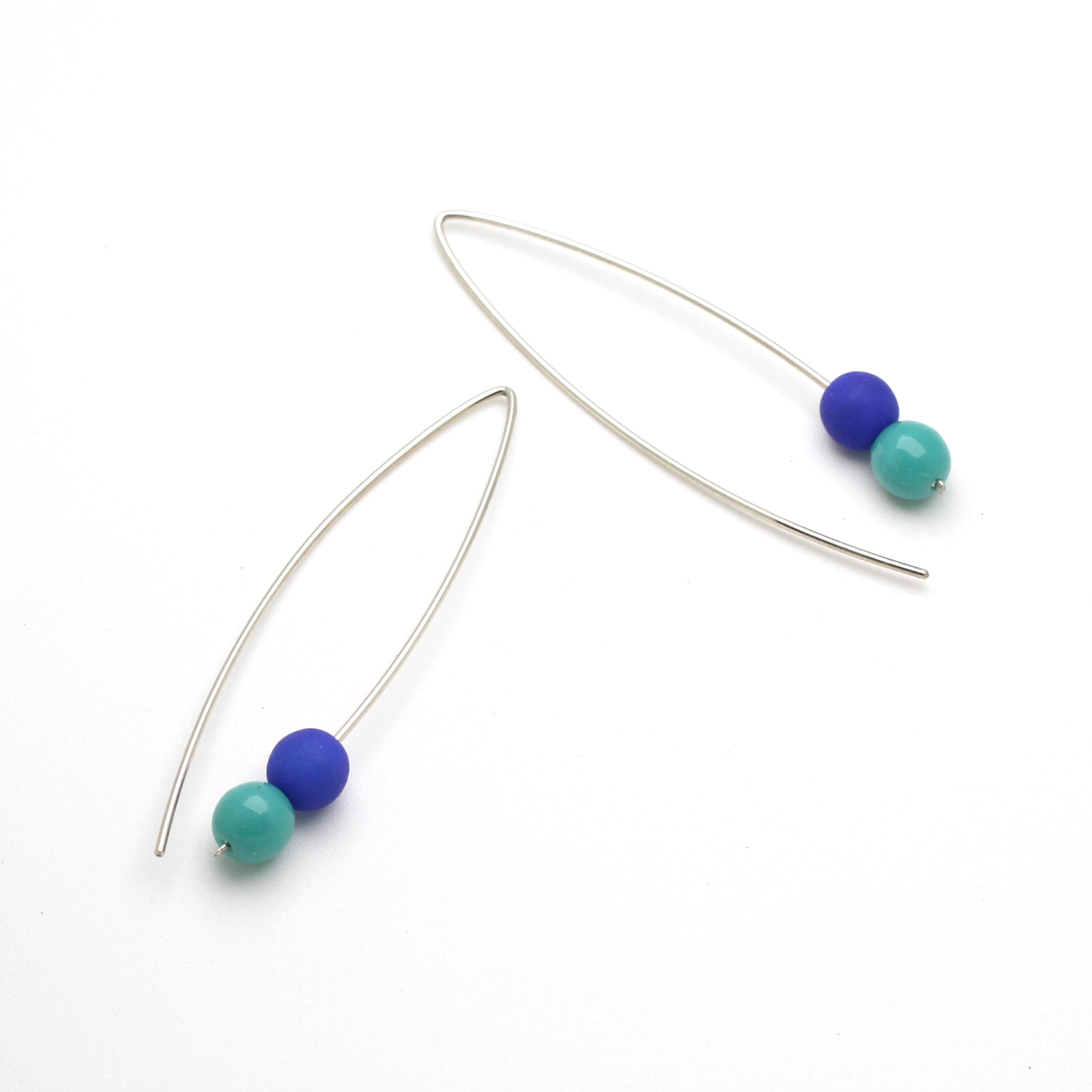 Minimal Silver Ear Threader with Colour Bead