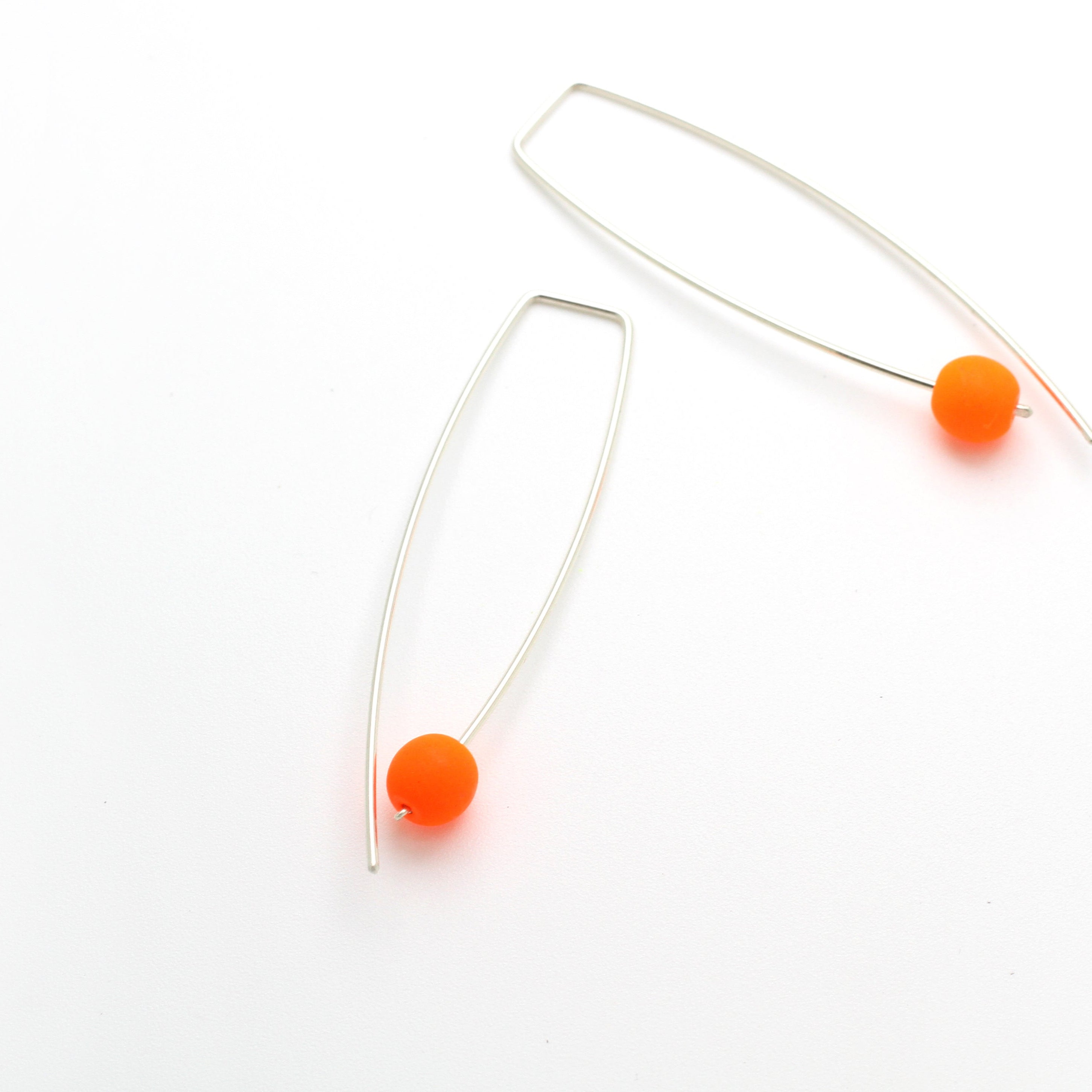 Minimal Silver Ear Threader with Colour Bead