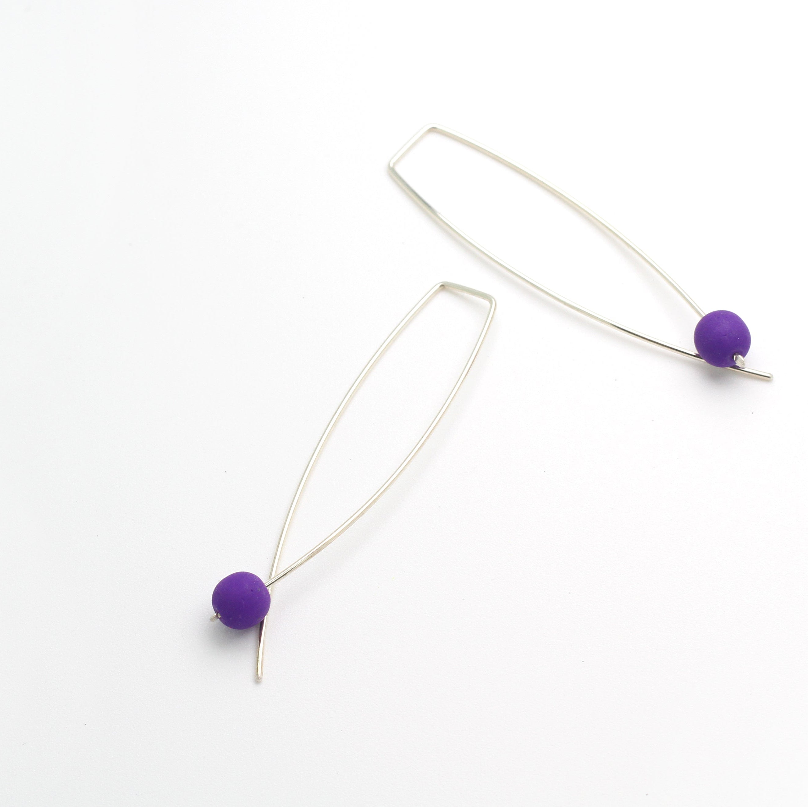 Minimal Silver Ear Threader with Colour Bead
