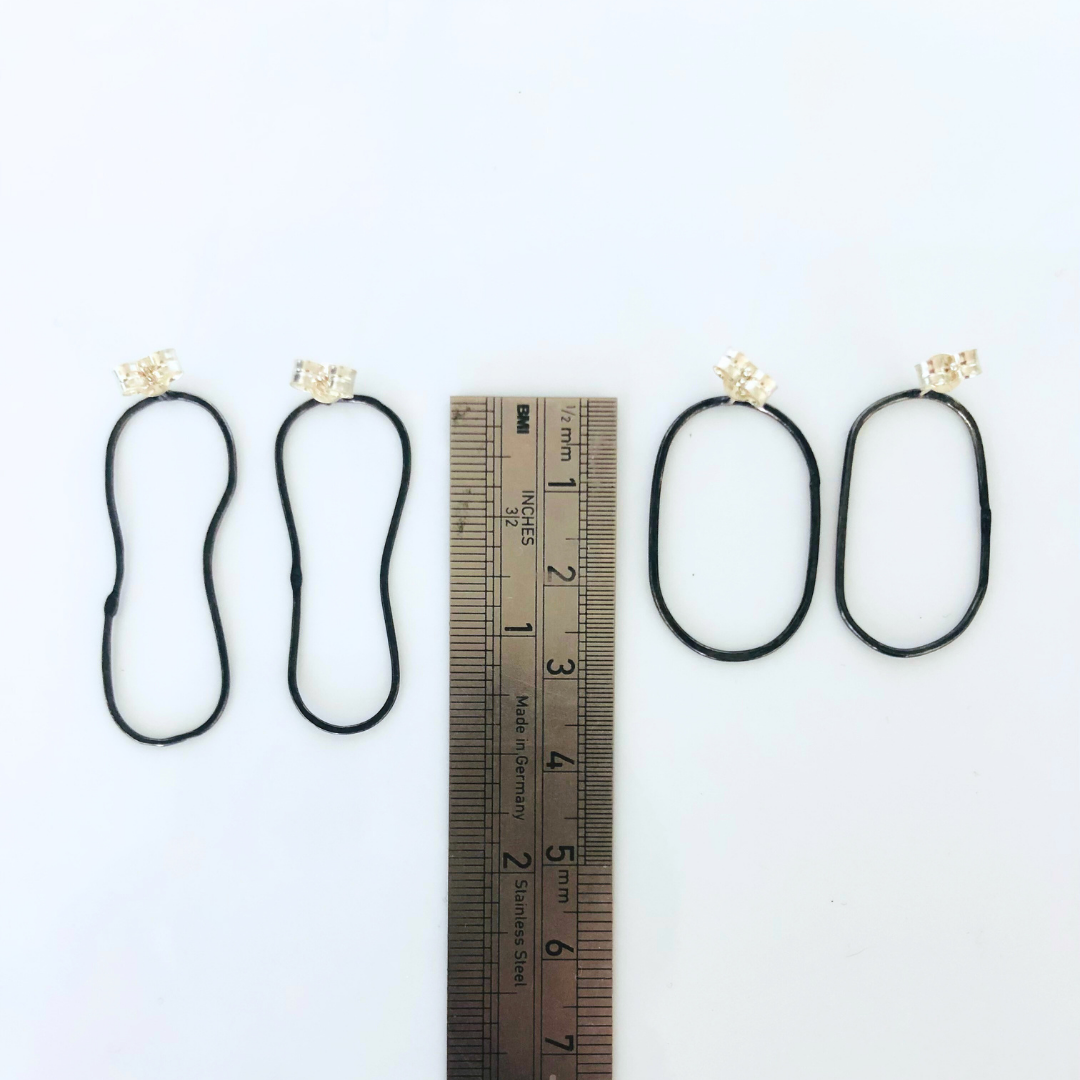 Oxidised Silver Stud Earrings – Handcrafted Organic Shape