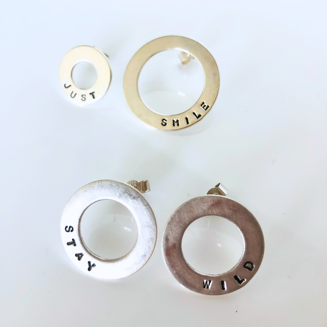 Silver Stud Earrings – Hand-Stamped