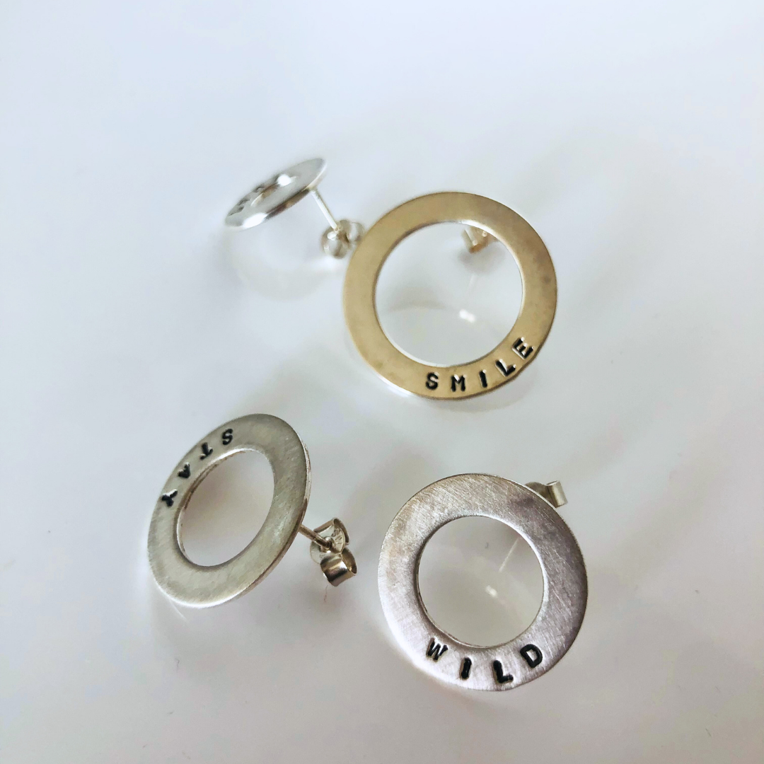 Silver Stud Earrings – Hand-Stamped