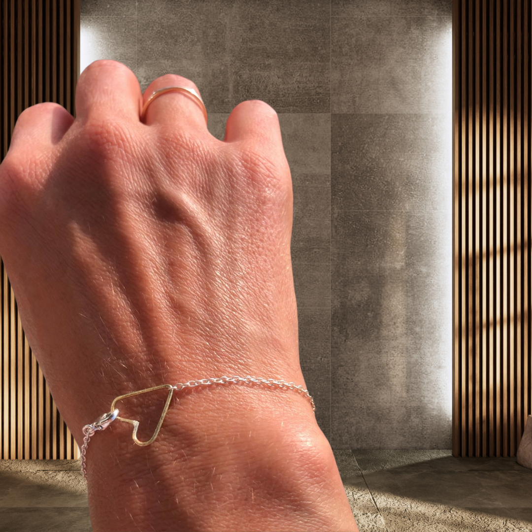 Handcrafted Mixed Metal Heart Bracelet