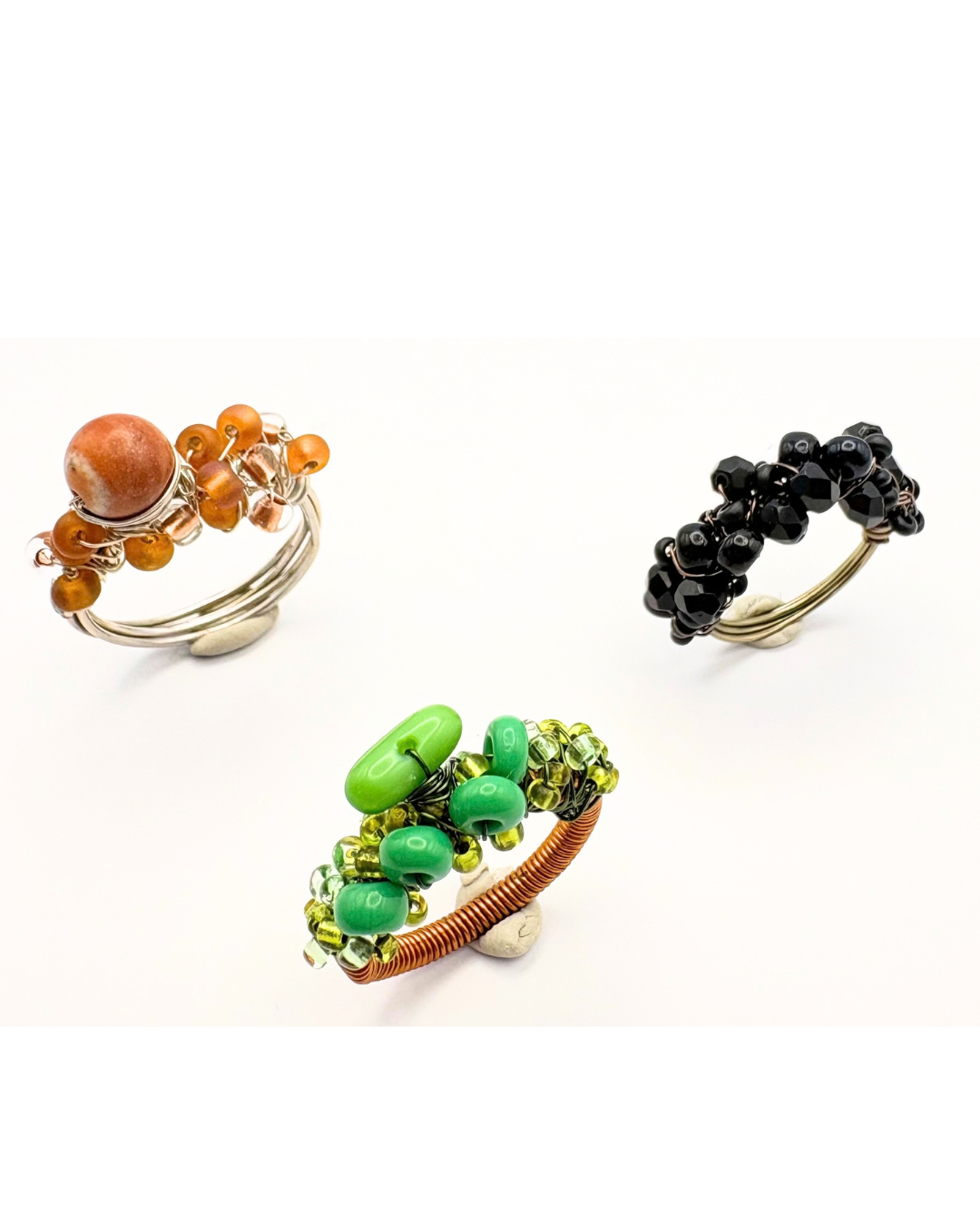 Wire rings with beads