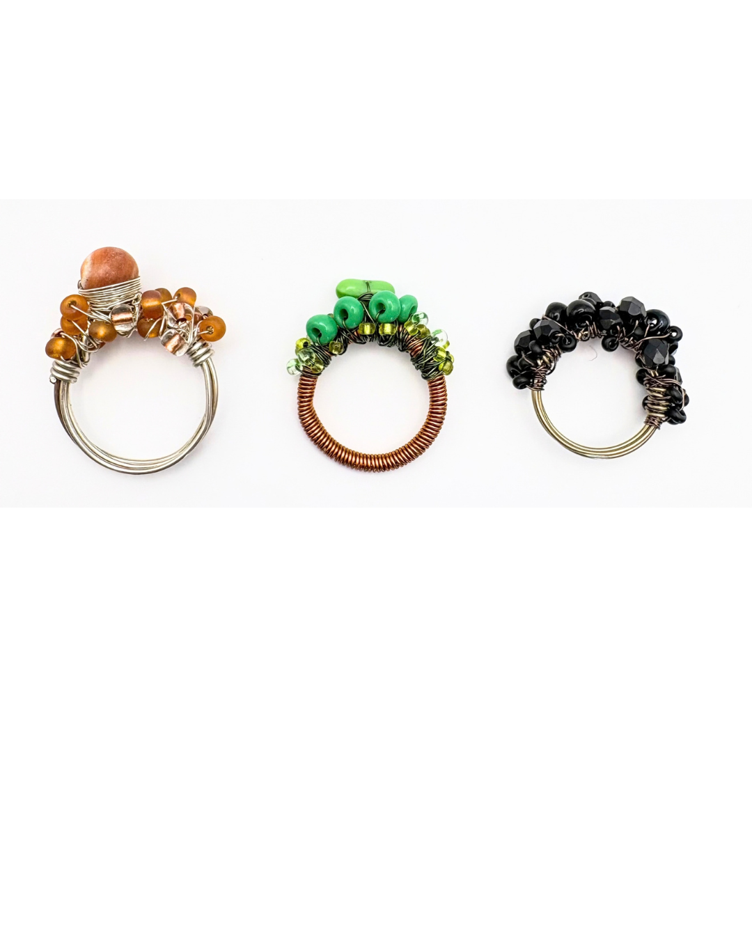 Wire rings with beads