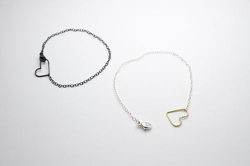Handcrafted Mixed Metal Heart Bracelet