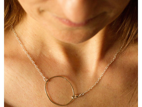 Gold Circle Silver Chain Bracelet