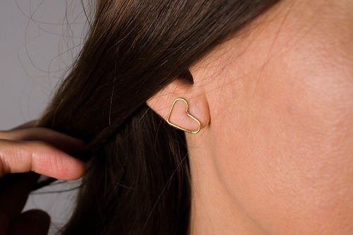 Minimalist Handcrafted Heart Stud Earrings