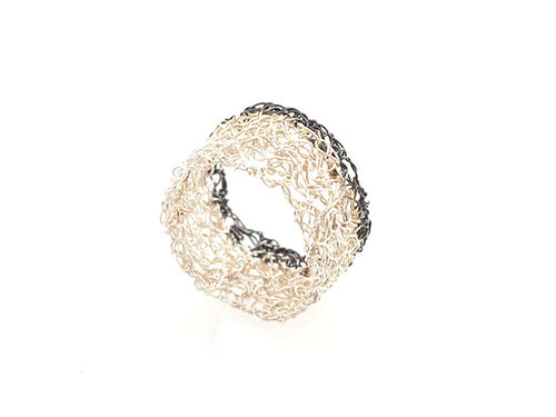 Crocheted Silver Ring
