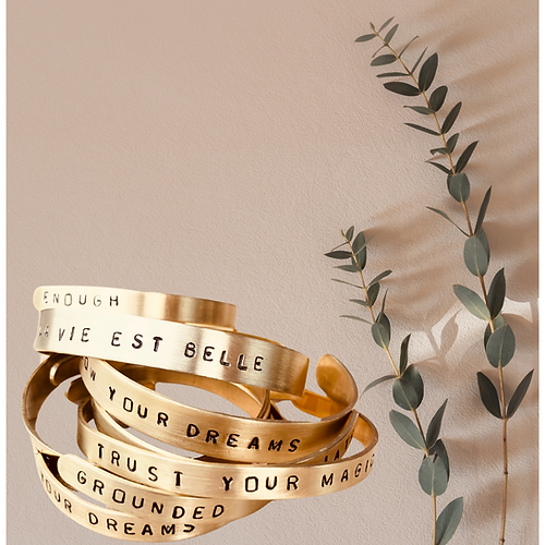 Personalised Hand Stamped Cuff Bangle