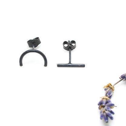 Mismatched Silver Studs Line and Semicircle