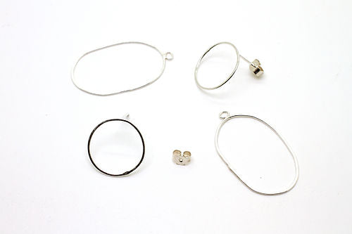 Silver ear jacket earrings